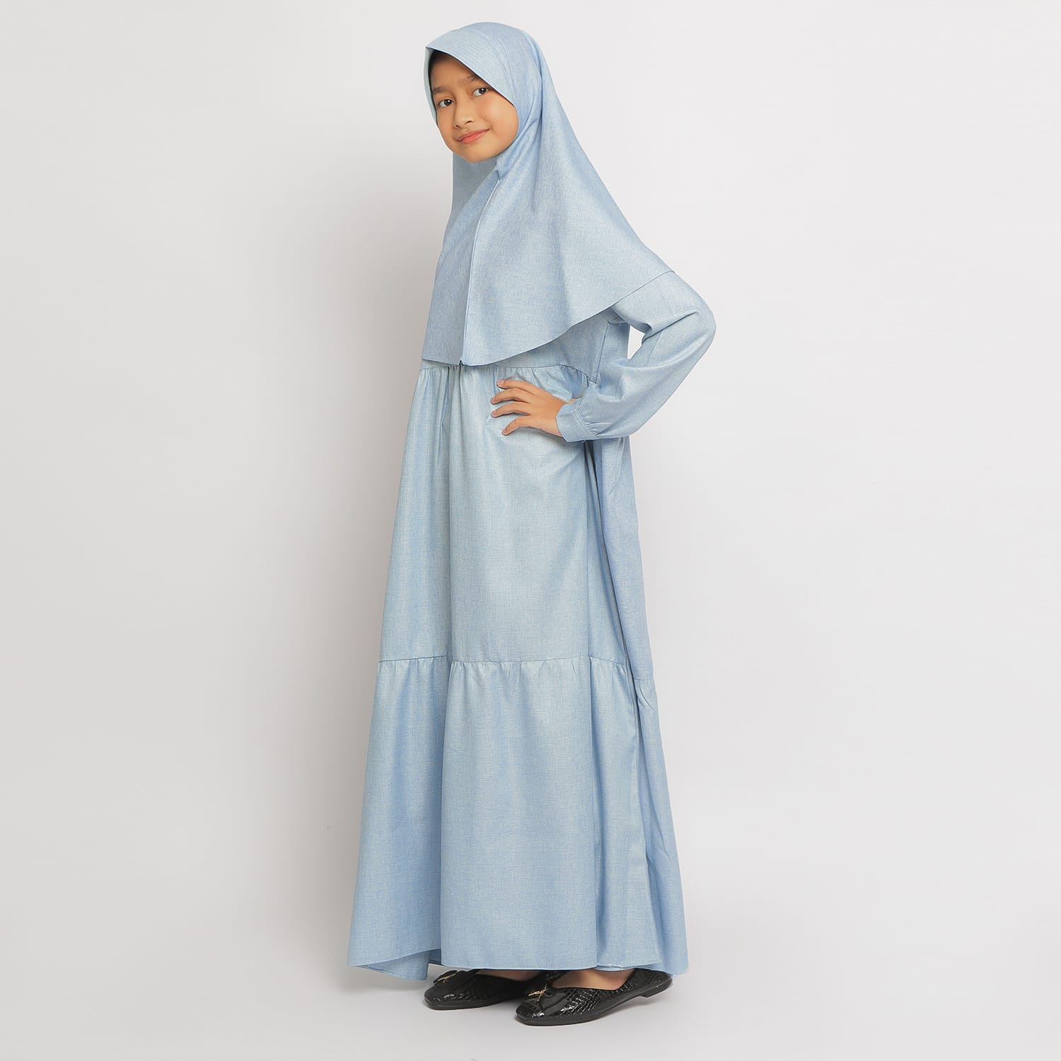 Gamis Srimbit Anak GA 03 Blue foto 3