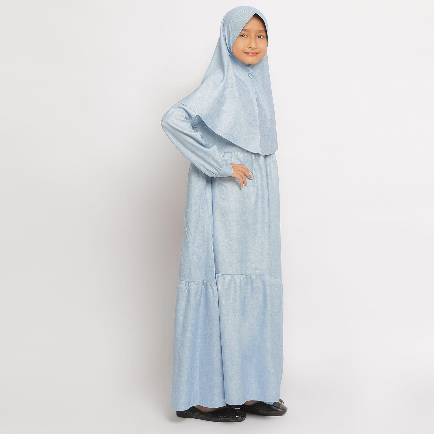 Gamis Srimbit Anak GA 03 Blue foto 4