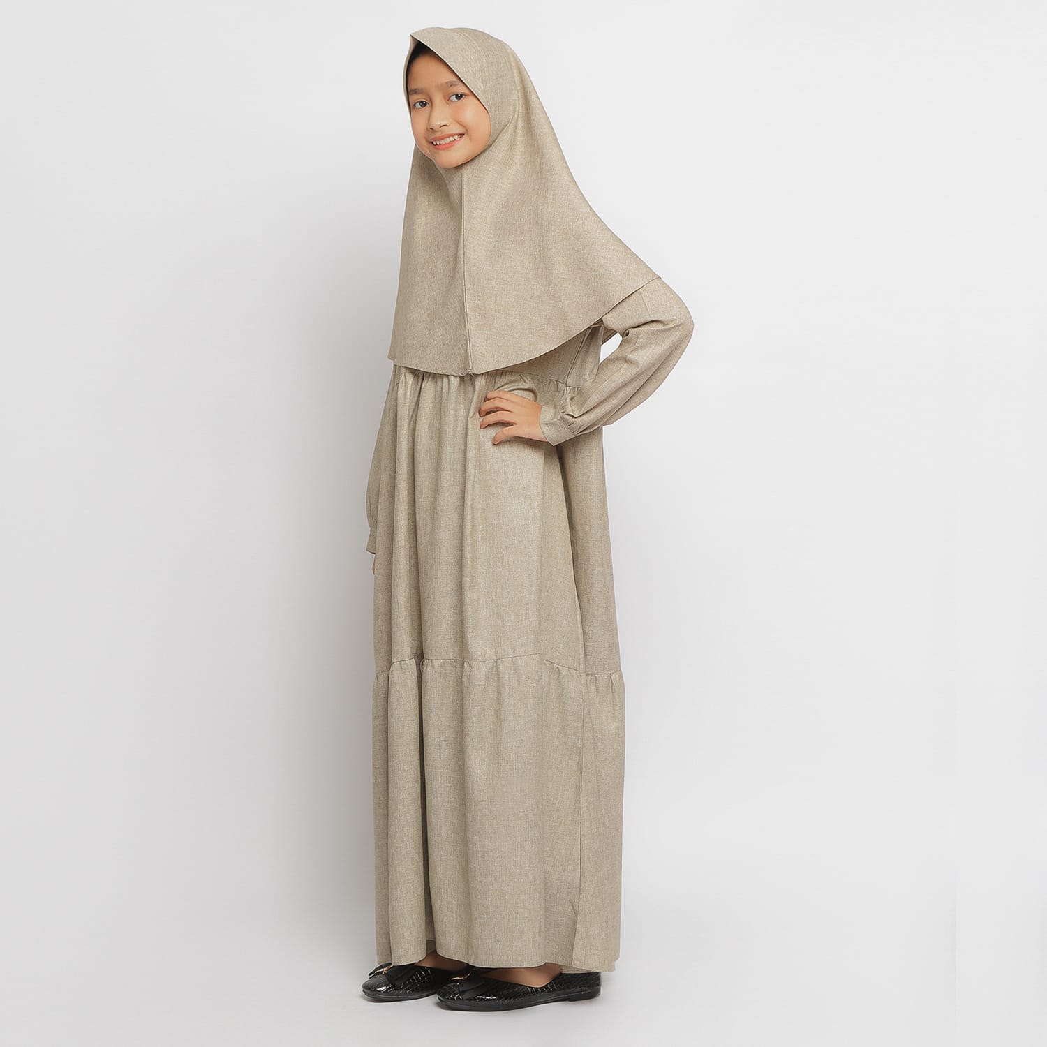 Gamis Srimbit Anak GA 03 Cream foto 3