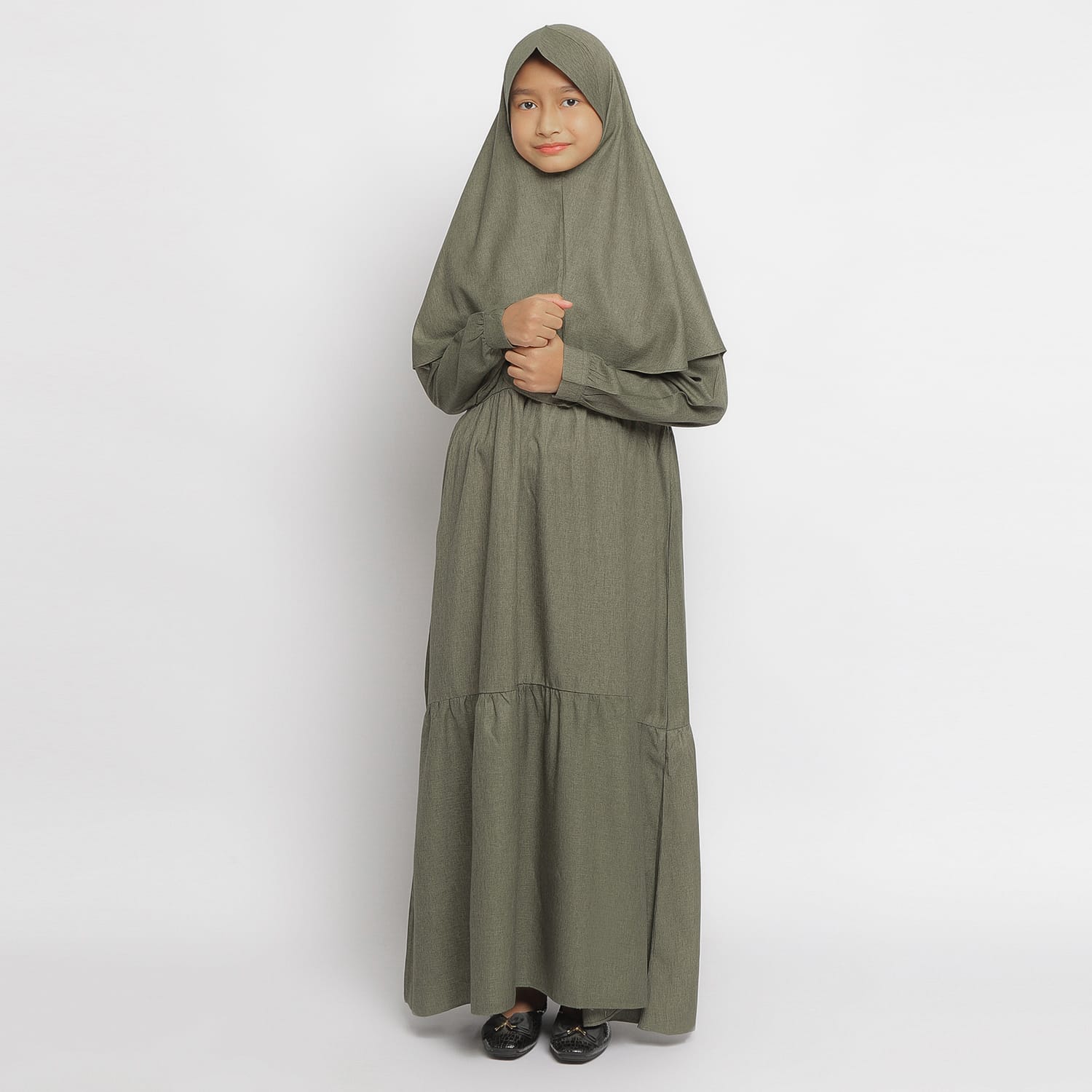 Gamis Srimbit Anak GA 03 Dark Green foto 2