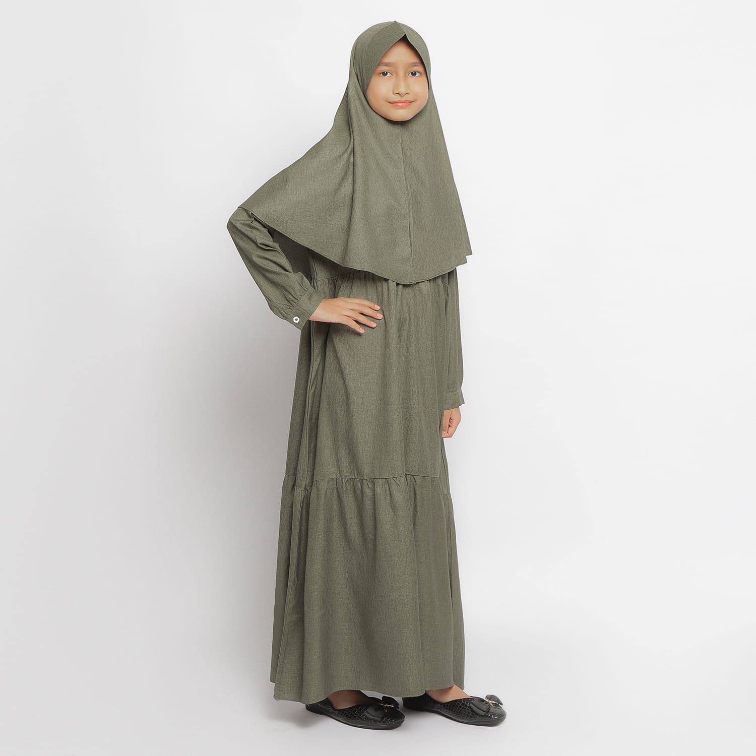 Gamis Srimbit Anak GA 03 Dark Green foto 4