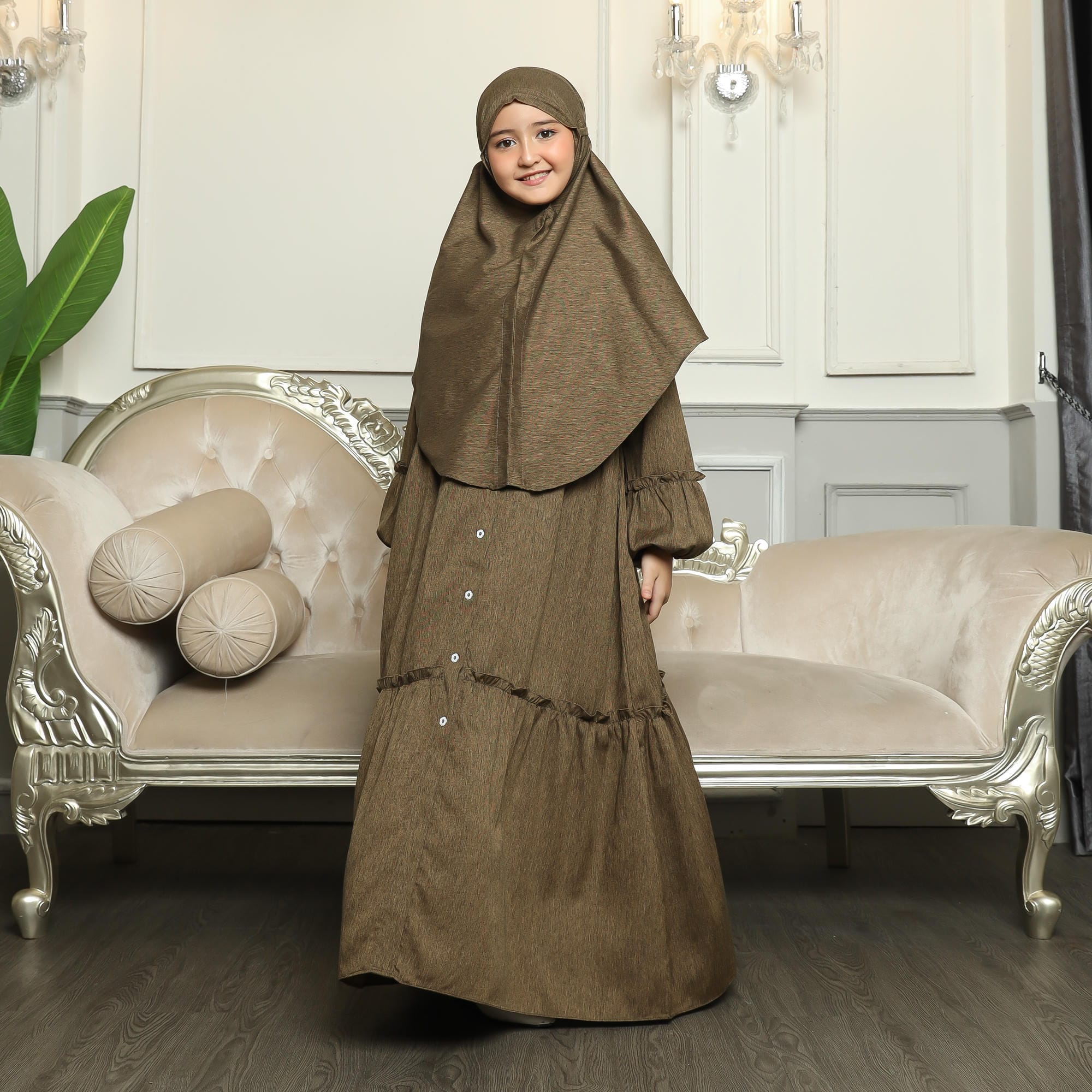 Gamis Srimbit Anak GA 04 Brown foto 2