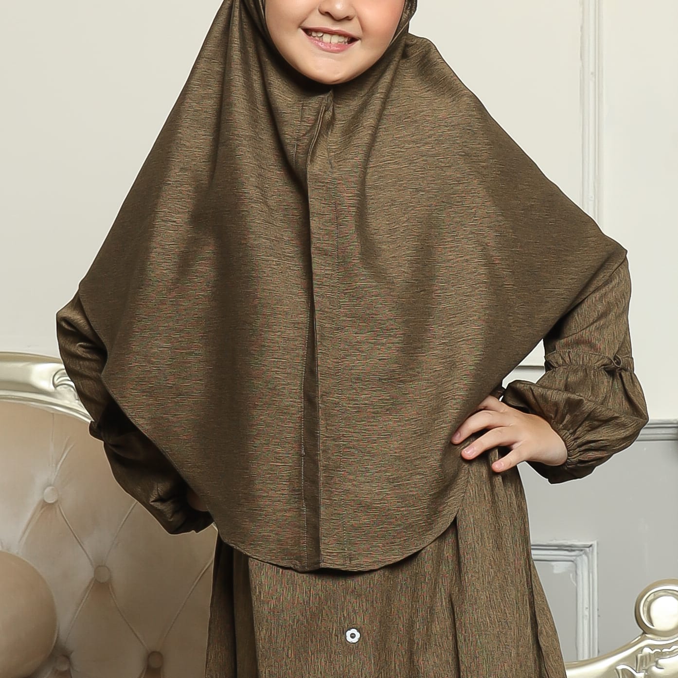 Gamis Srimbit Anak GA 04 Brown foto 4