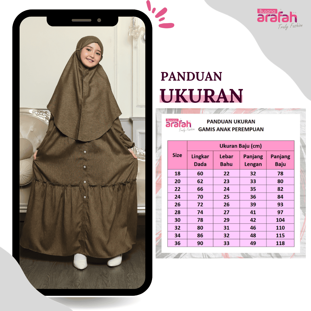 Gamis Srimbit Anak GA 04 Brown foto 5