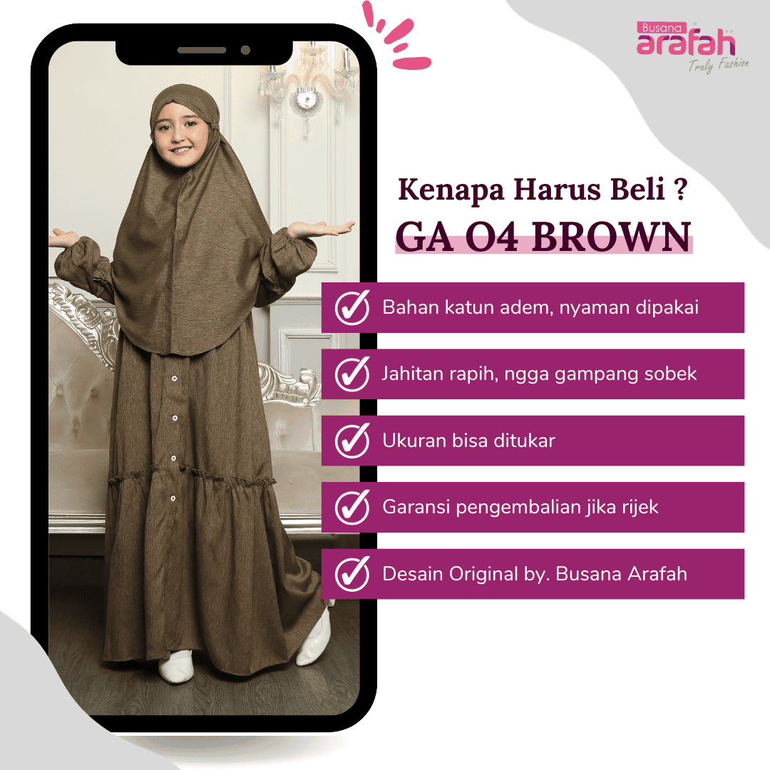 Gamis Srimbit Anak GA 04 Brown foto 6