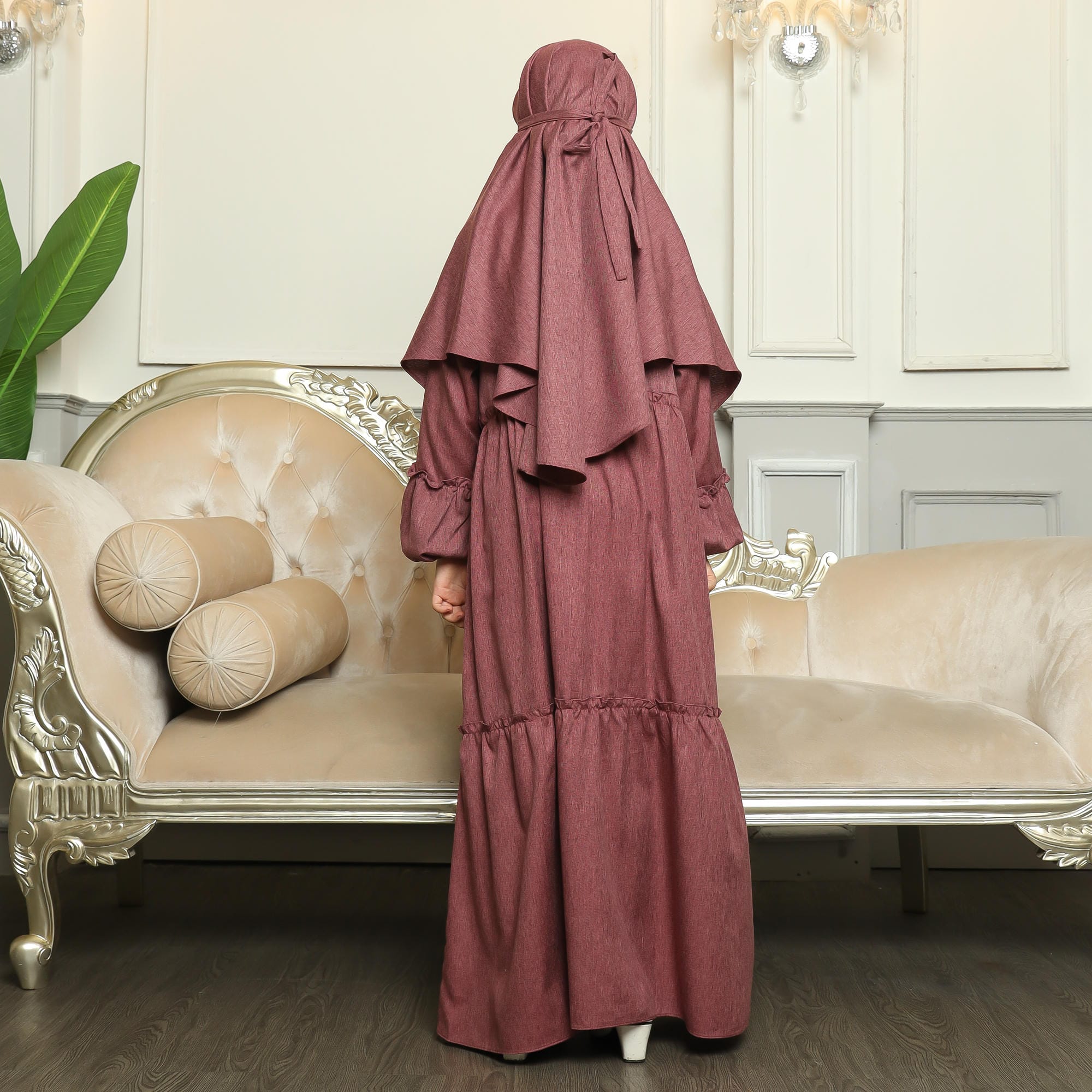 Gamis Srimbit Anak GA 04 Burgundy foto 3