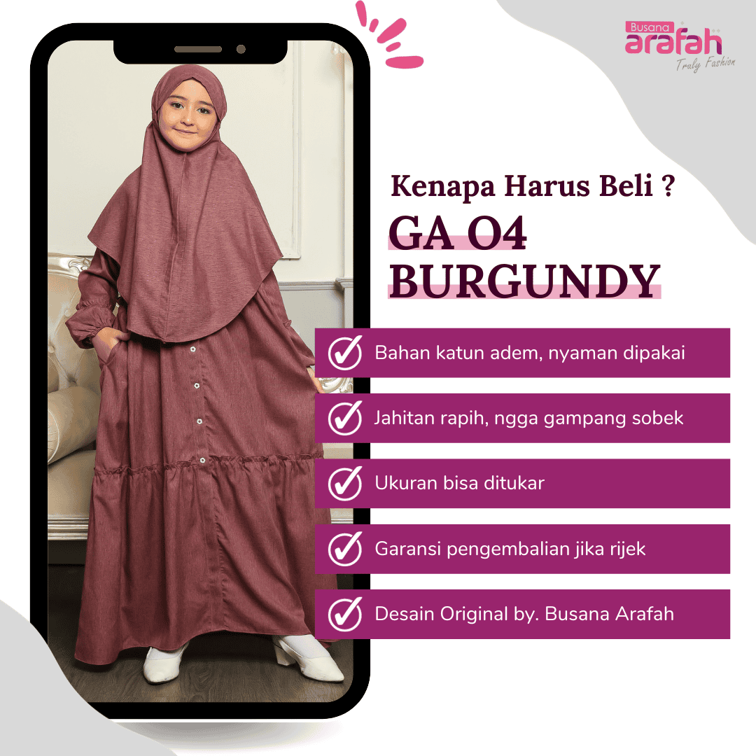 Gamis Srimbit Anak GA 04 Burgundy foto 5