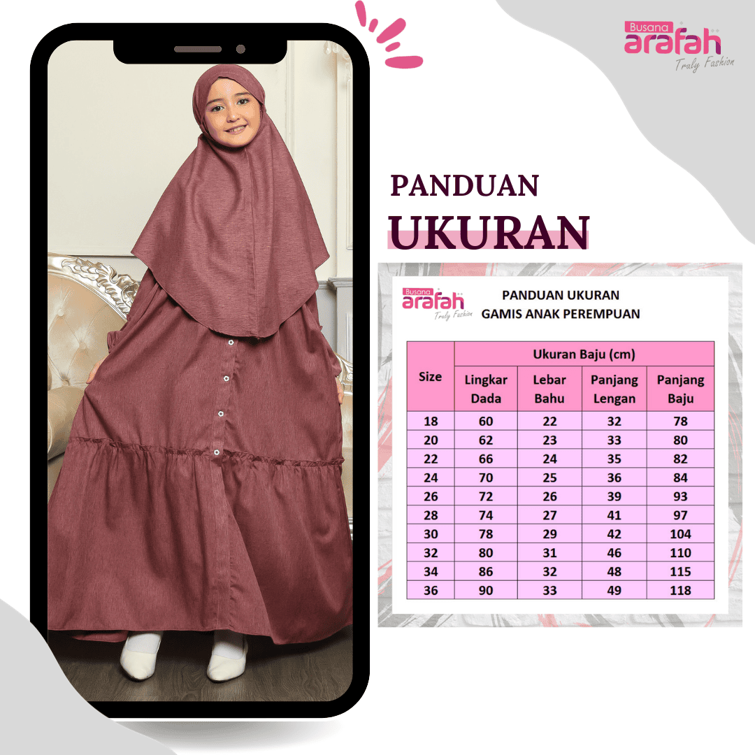 Gamis Srimbit Anak GA 04 Burgundy foto 6