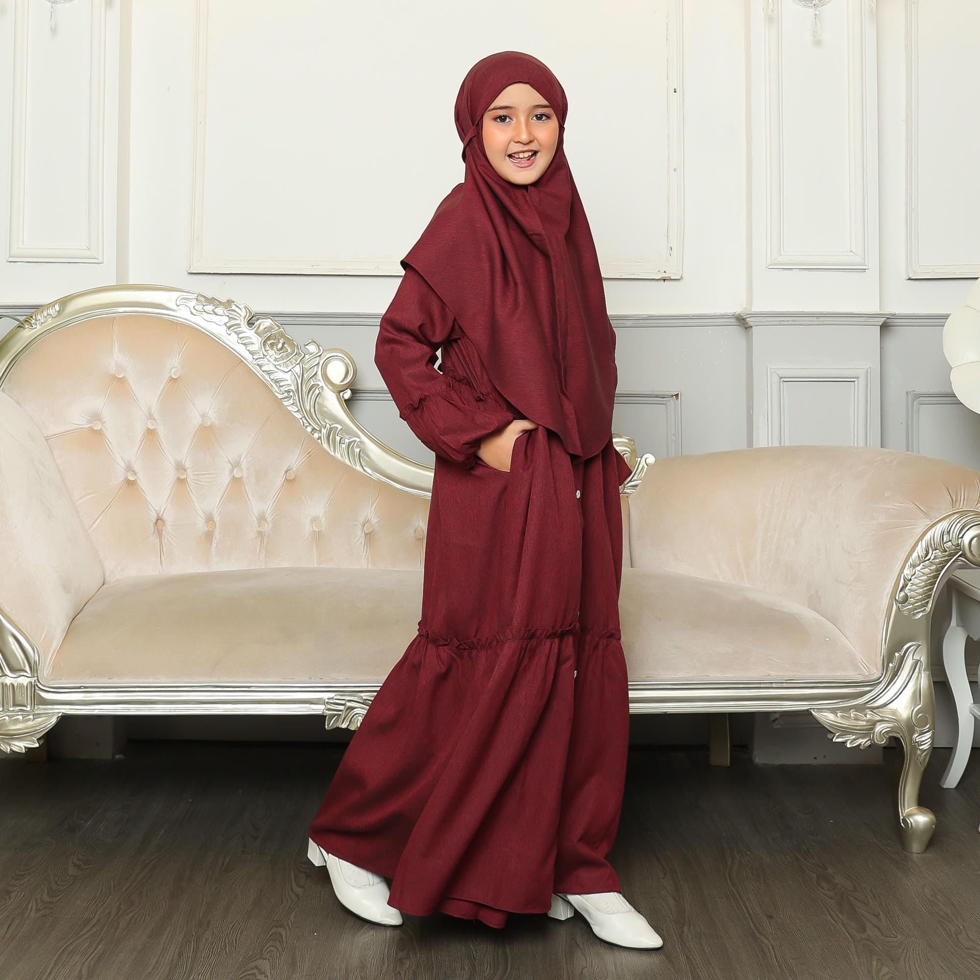 Gamis Sarimbit Anak GA 04 Maroon foto 2