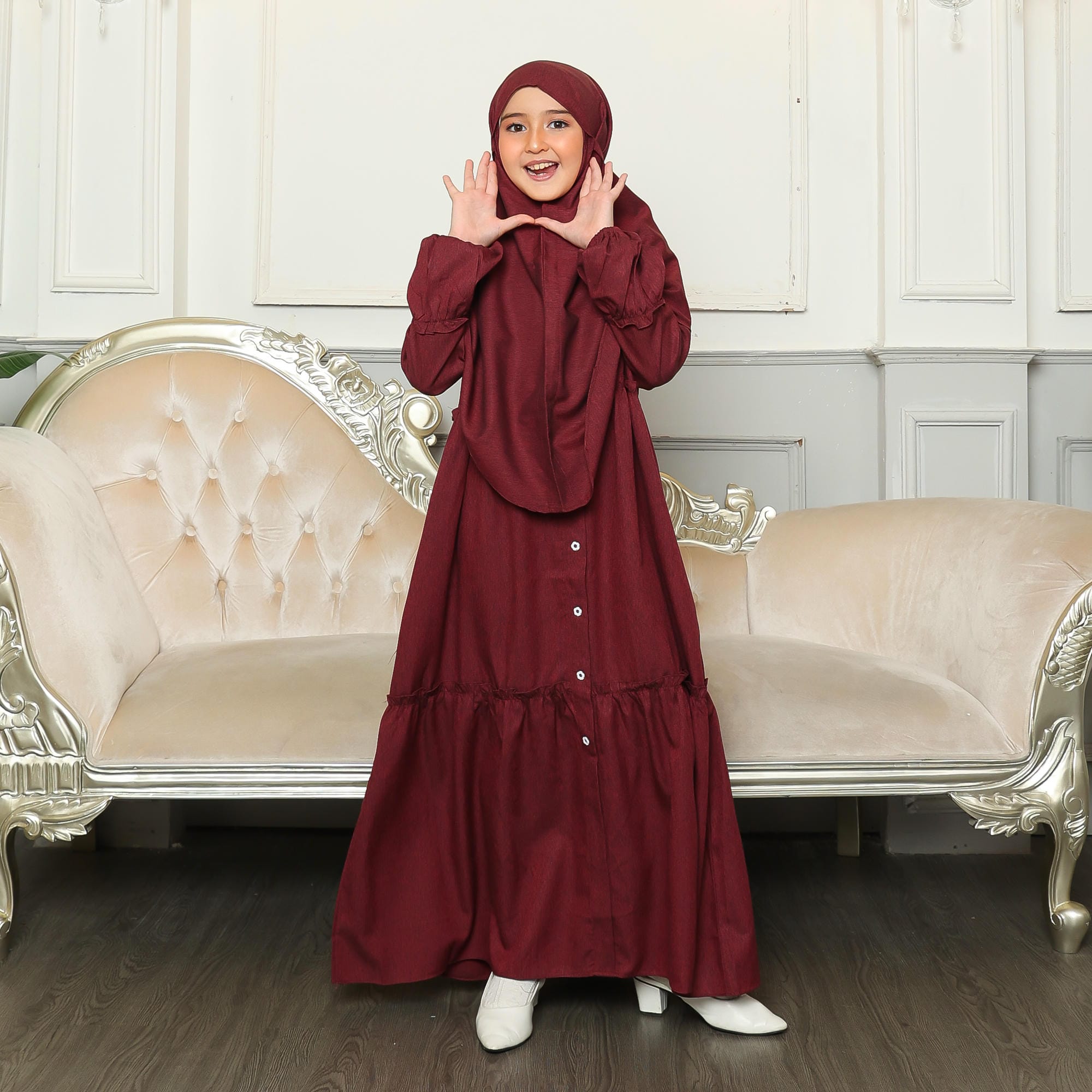 Gamis Sarimbit Anak GA 04 Maroon foto 3