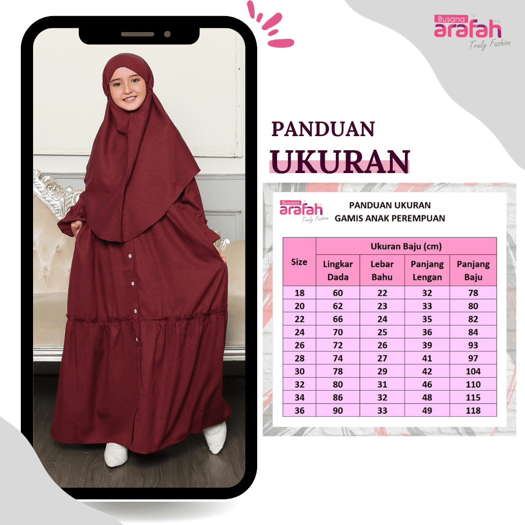 Gamis Sarimbit Anak GA 04 Maroon foto 6