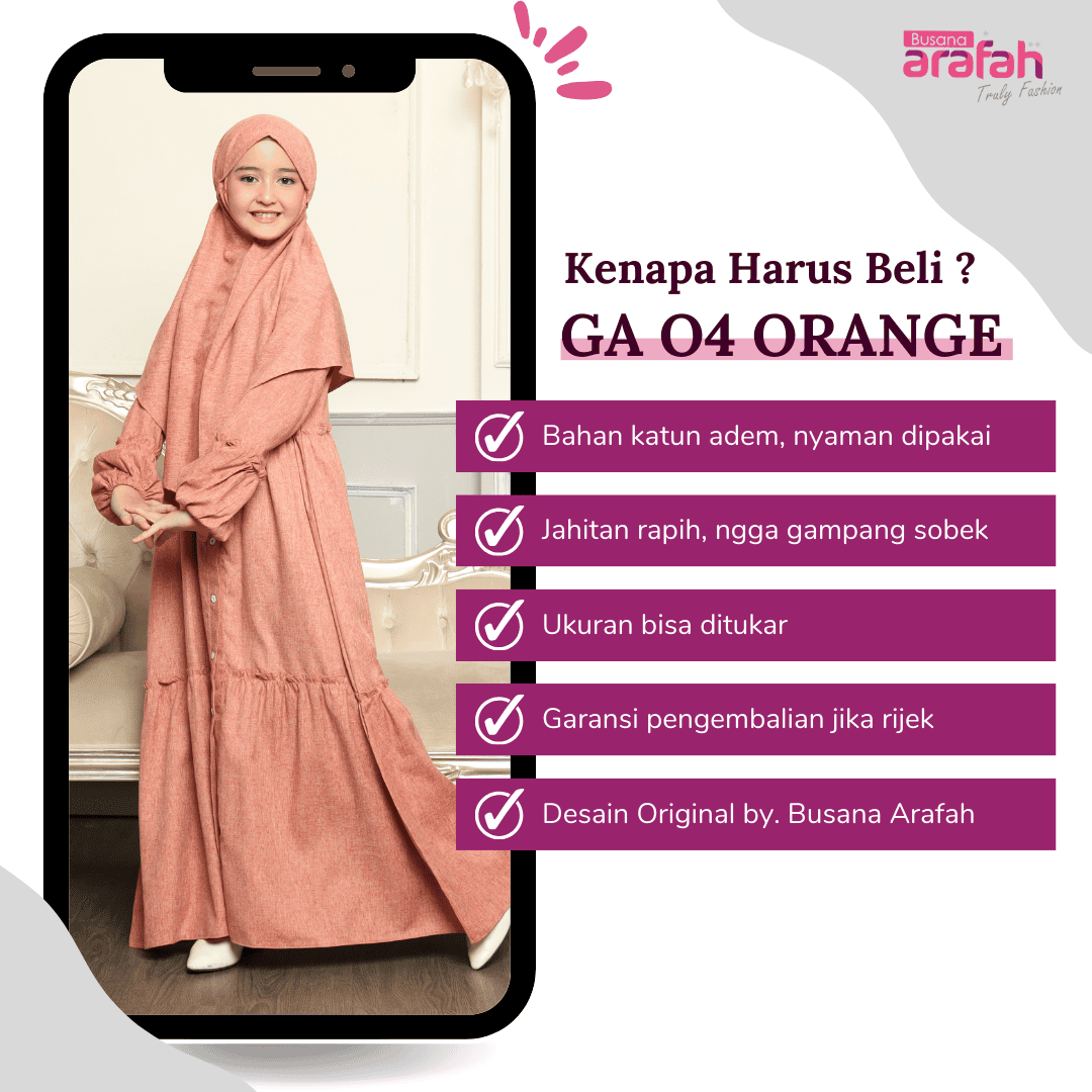 Gamis Srimbit Anak GA 04 Orange foto 6