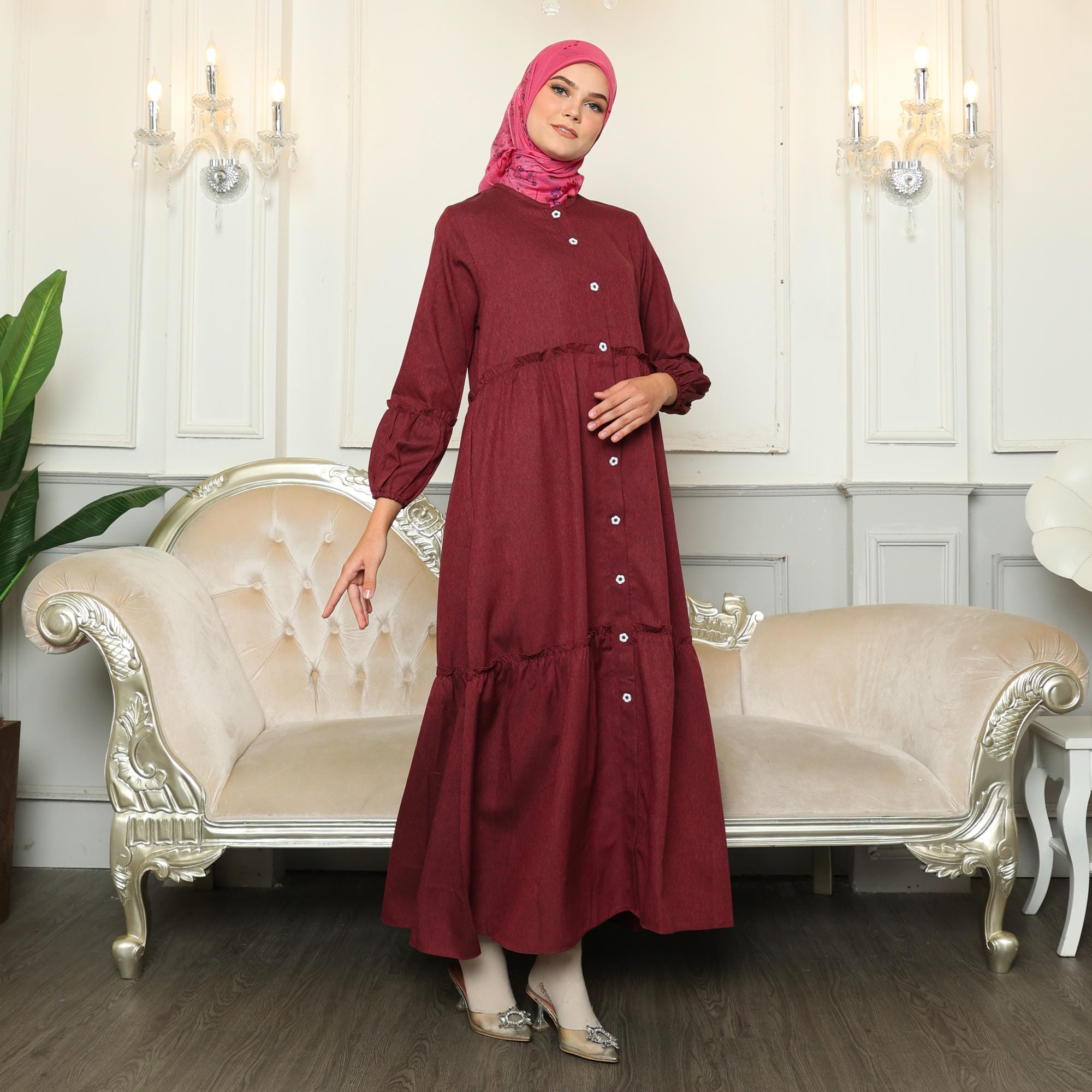 Gamis Sarimbit GMS 04 Maroon foto 2