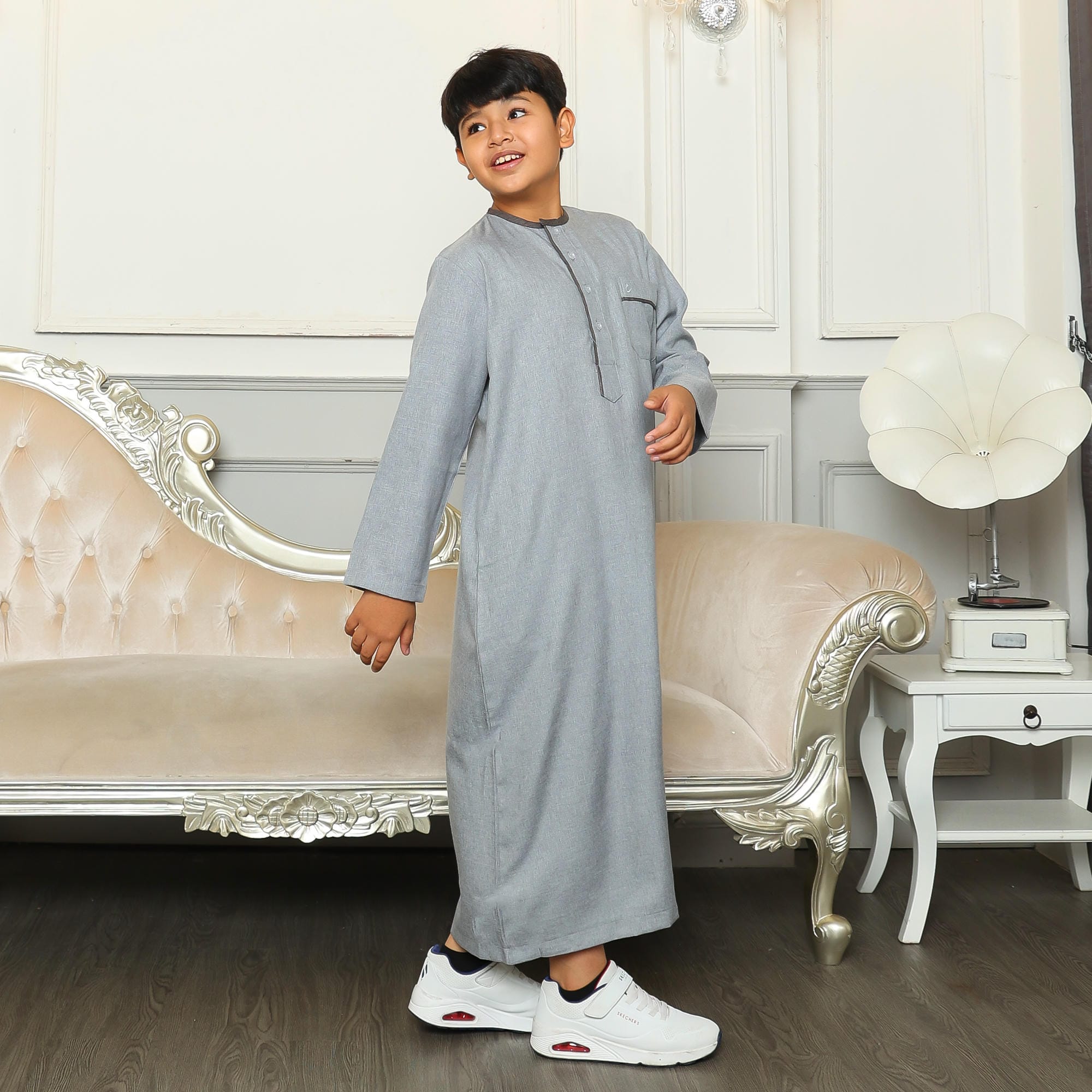 Gamis Anak Laki-laki Jubah GPA Yazid Grey foto 2