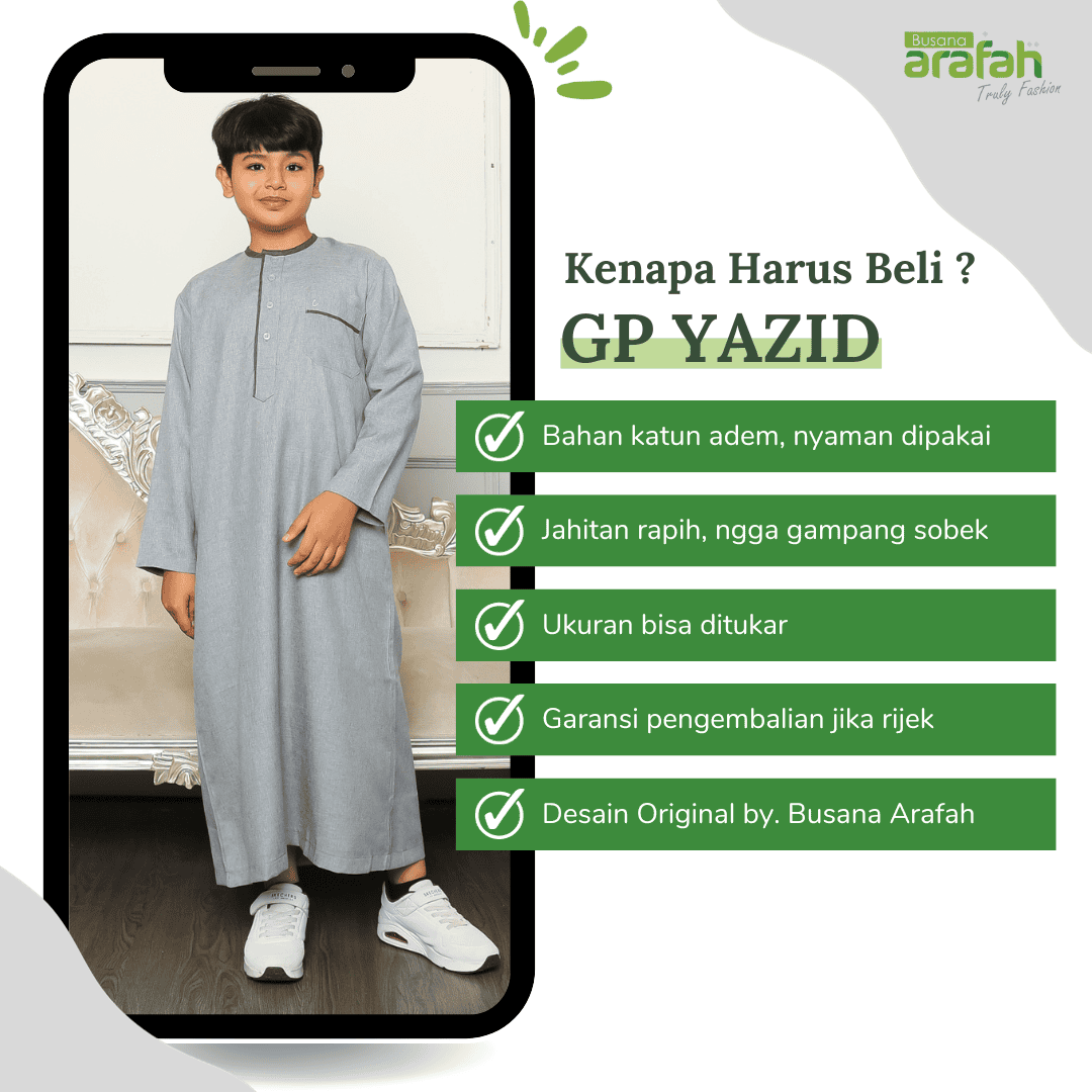 Gamis Anak Laki-laki Jubah GPA Yazid Grey foto 5