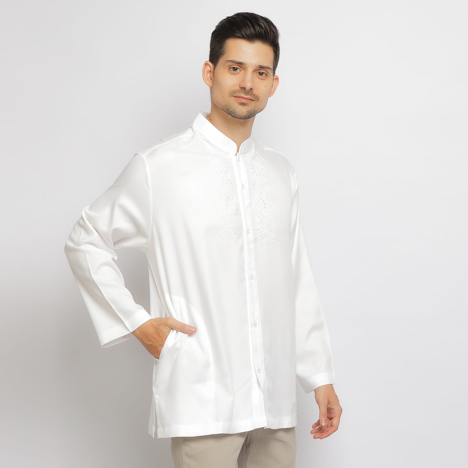 Baju Koko Sarimbit KK 34 White Lengan Panjang foto 2