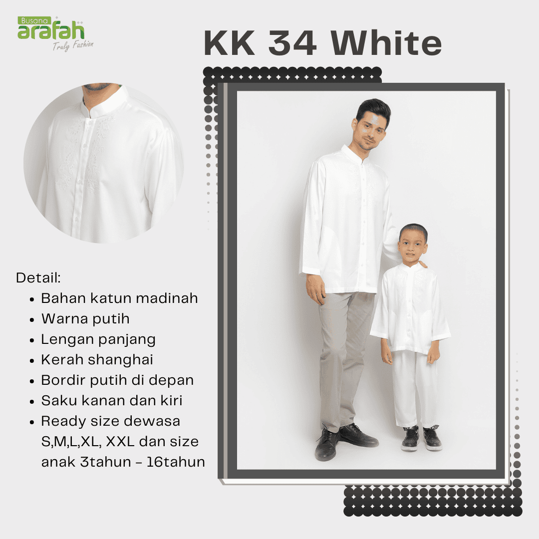 Baju Koko Sarimbit KK 34 White Lengan Panjang foto 4
