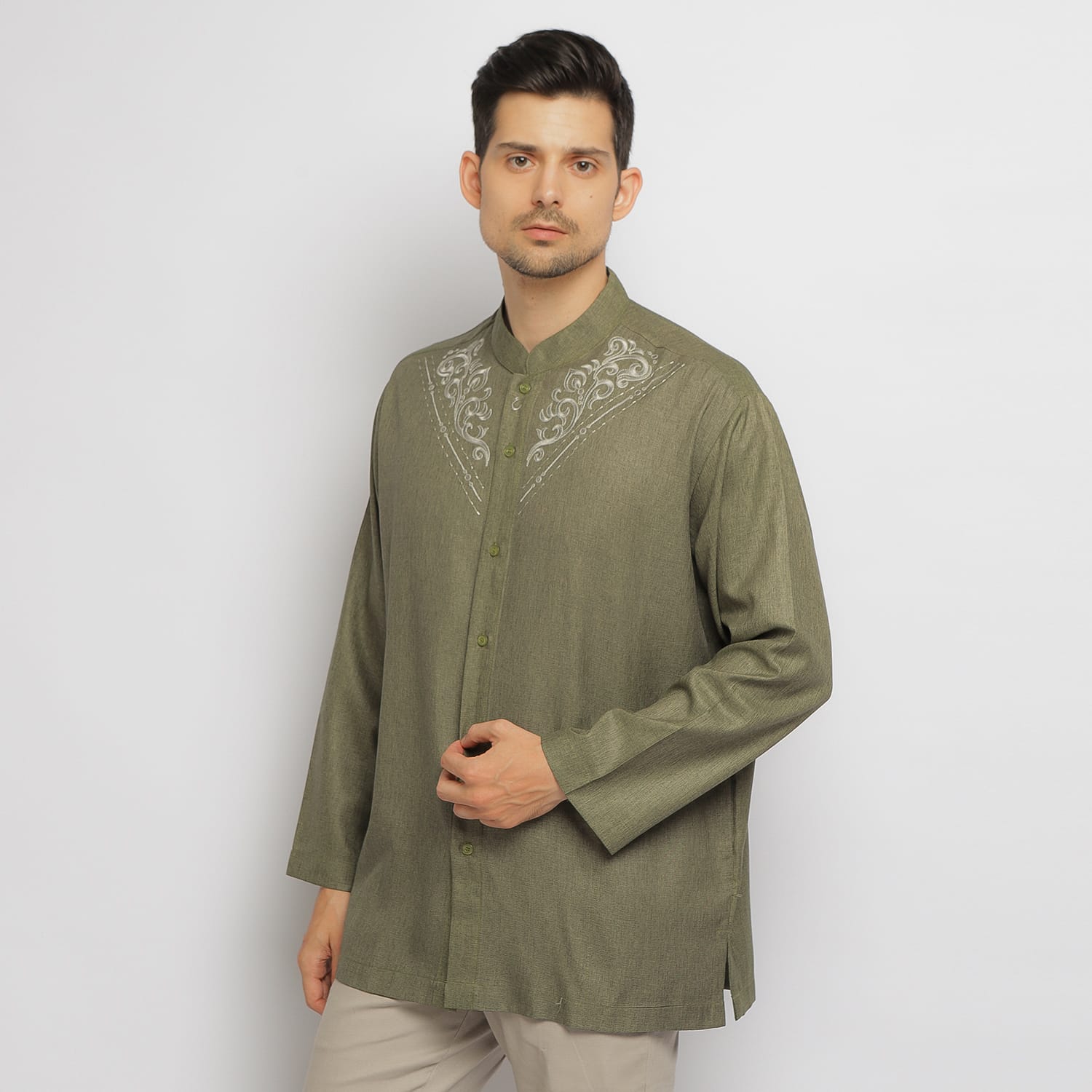 Baju Koko Sarimbit KK 35 Dark Green Lengan Panjang foto 2