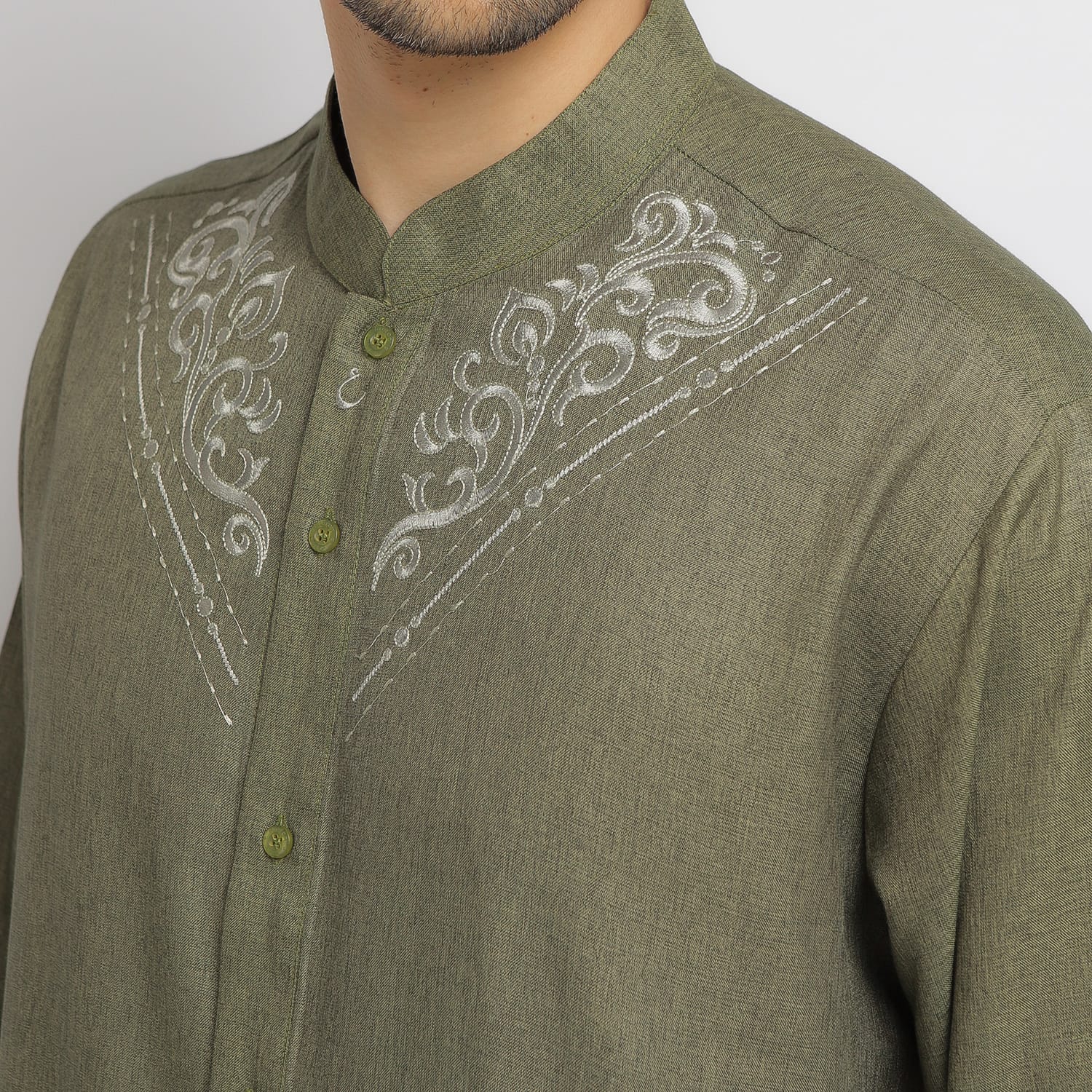 Baju Koko Sarimbit KK 35 Dark Green Lengan Panjang foto 3