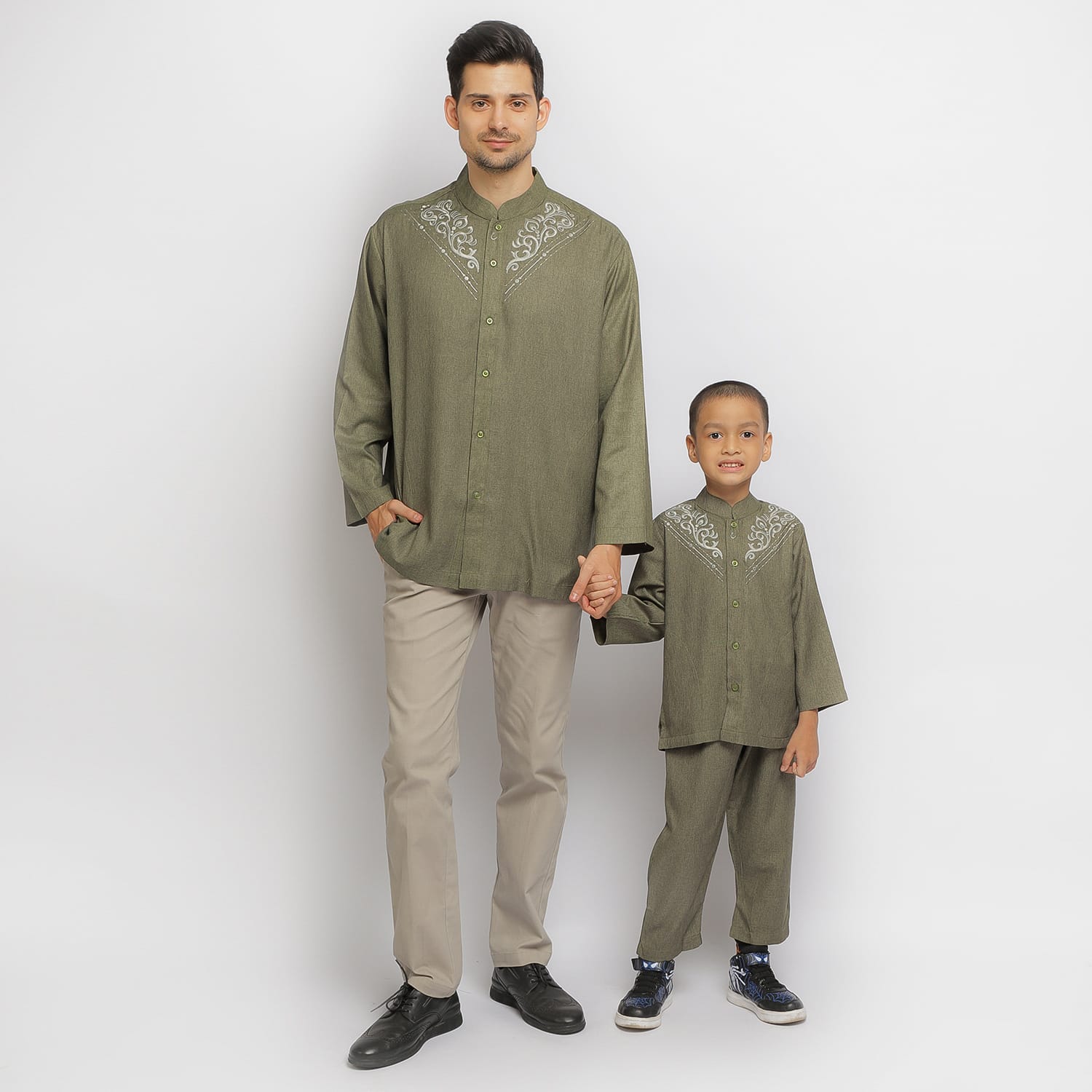 Baju Koko Sarimbit KK 35 Dark Green Lengan Panjang foto 4