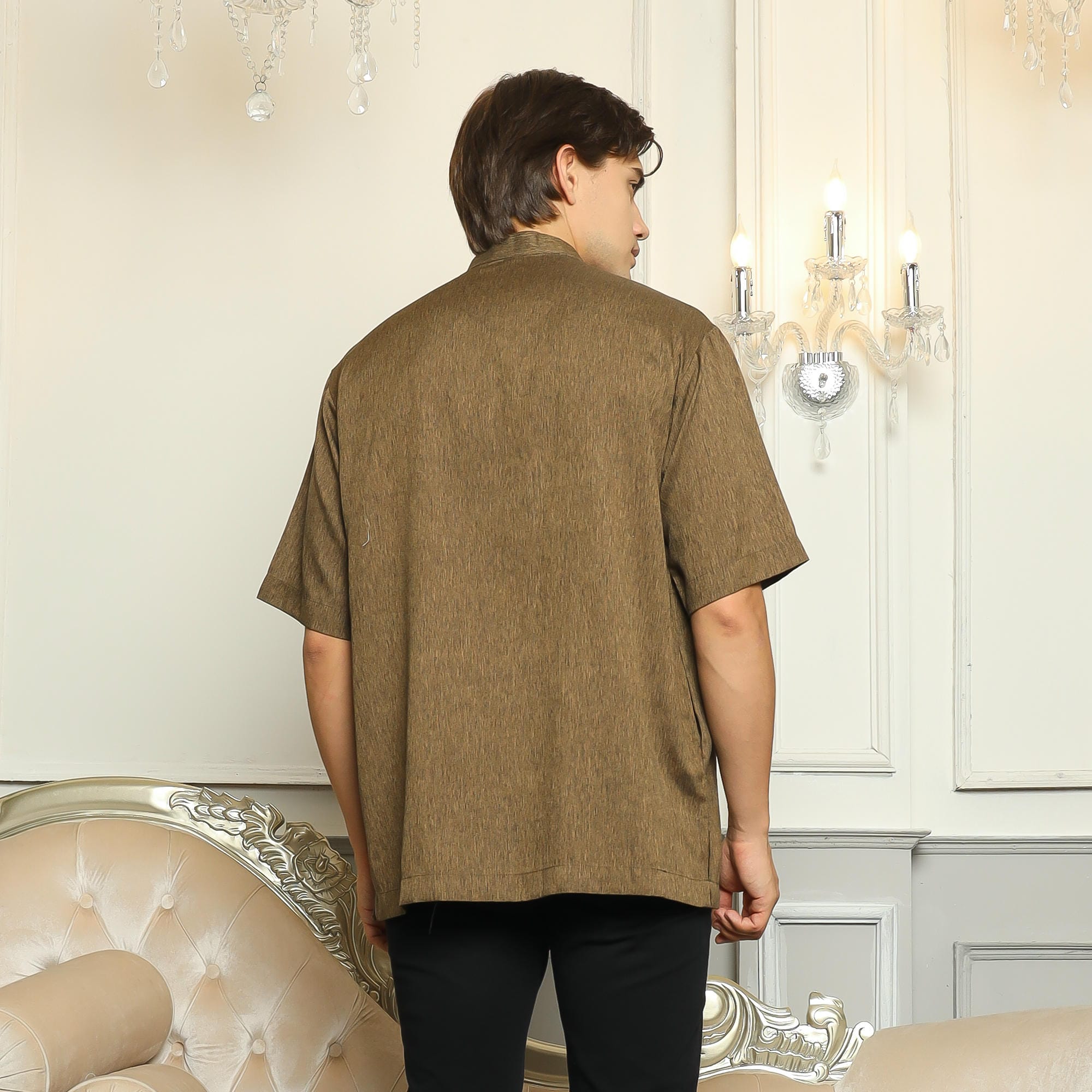 Baju Koko Sarimbit KK 37 Brown Lengan Pendek foto 3