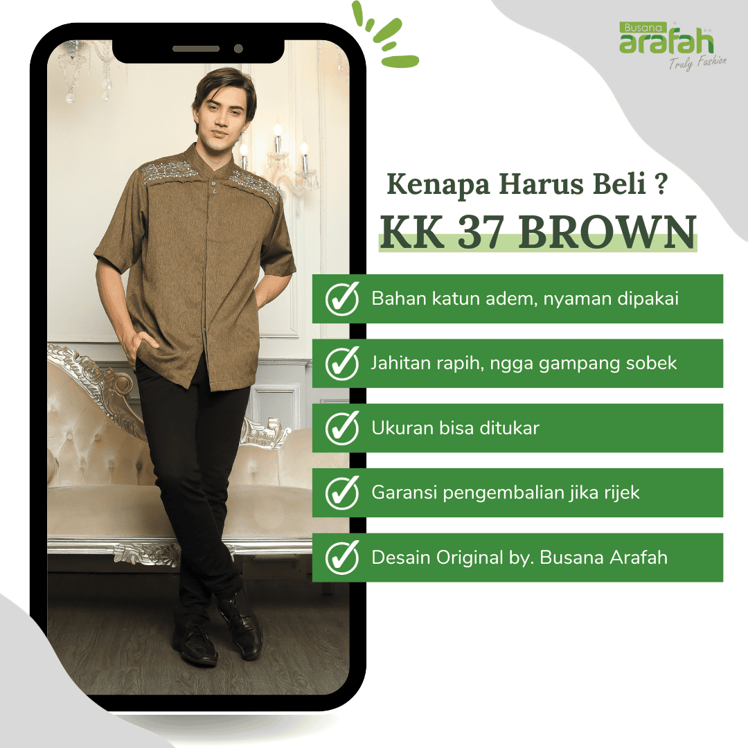 Baju Koko Sarimbit KK 37 Brown Lengan Pendek foto 5