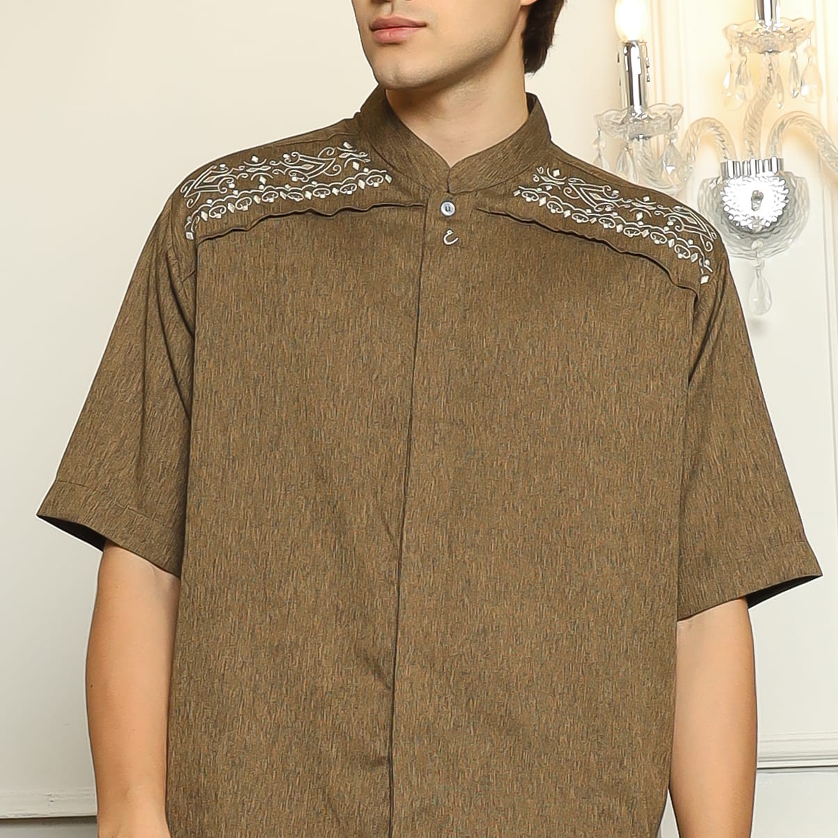 Baju Koko Sarimbit KK 37 Brown Lengan Pendek foto 6