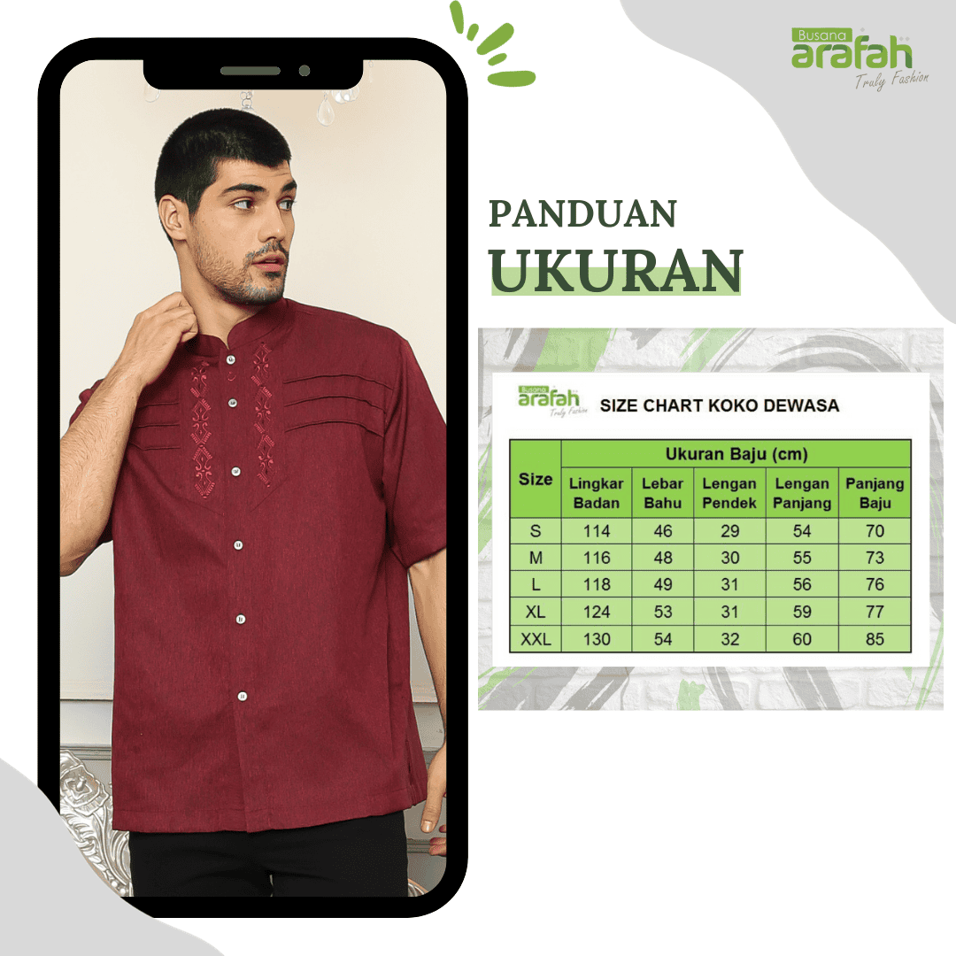 Baju Koko Sarimbit KK 38 Maroon Lengan Pendek foto 5