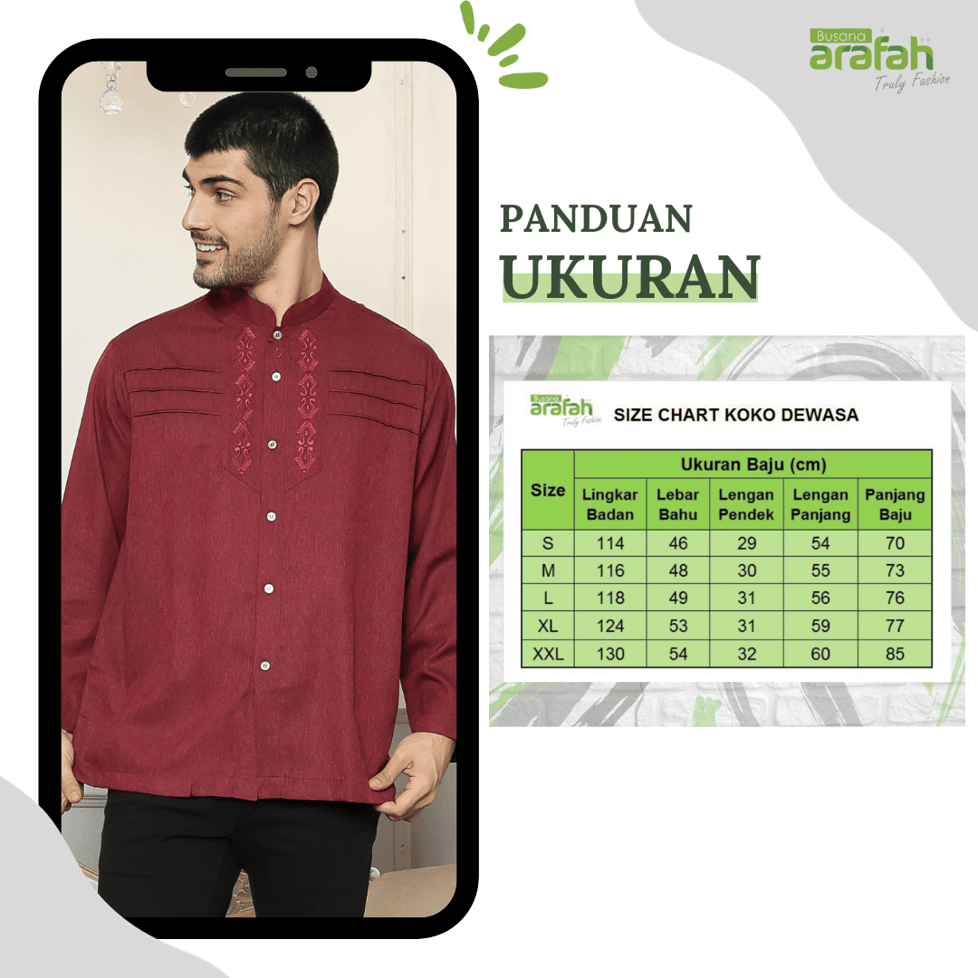 Baju Koko Sarimbit KK 38 Maroon Lengan Panjang foto 5
