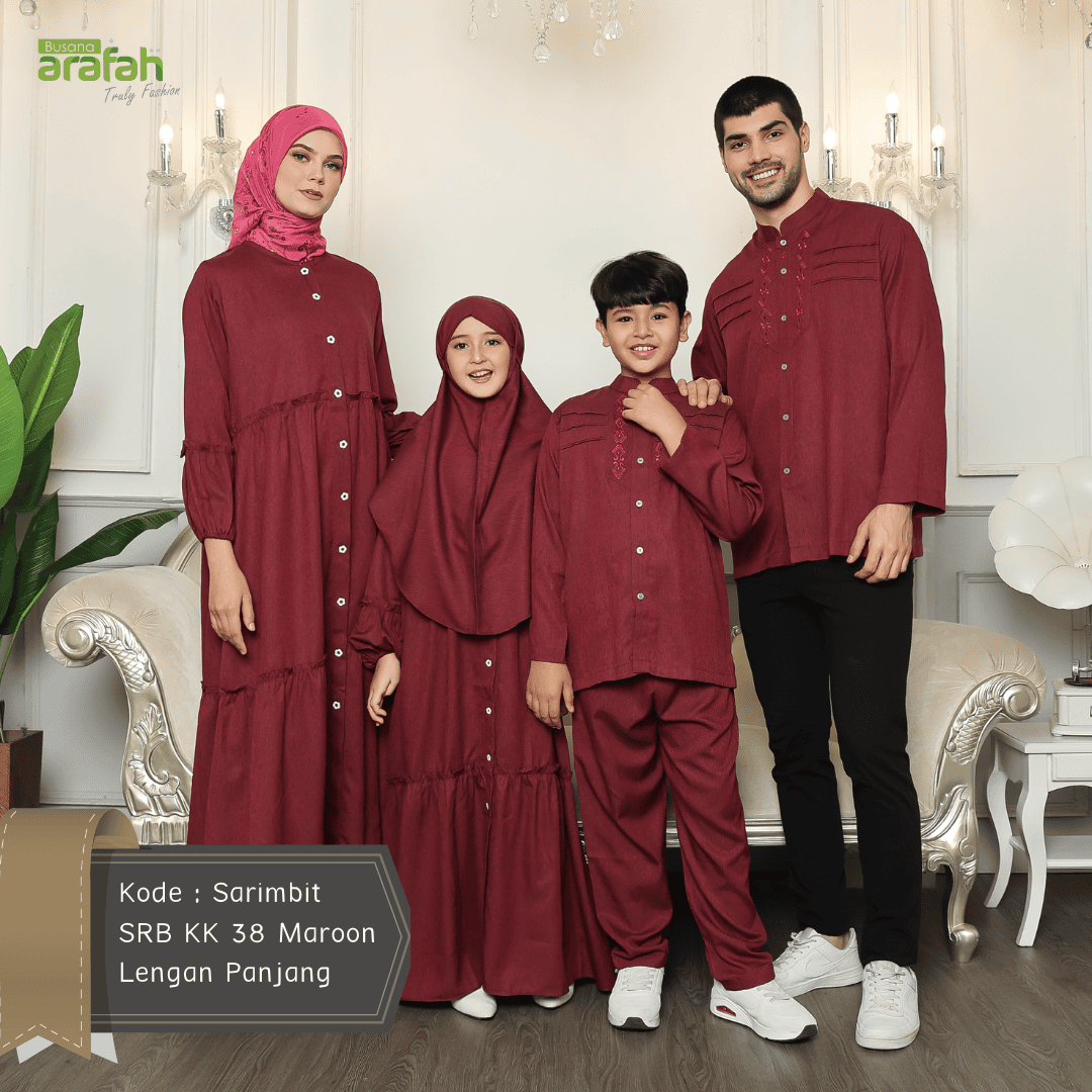 Baju Koko Sarimbit KK 38 Maroon Lengan Panjang foto 7