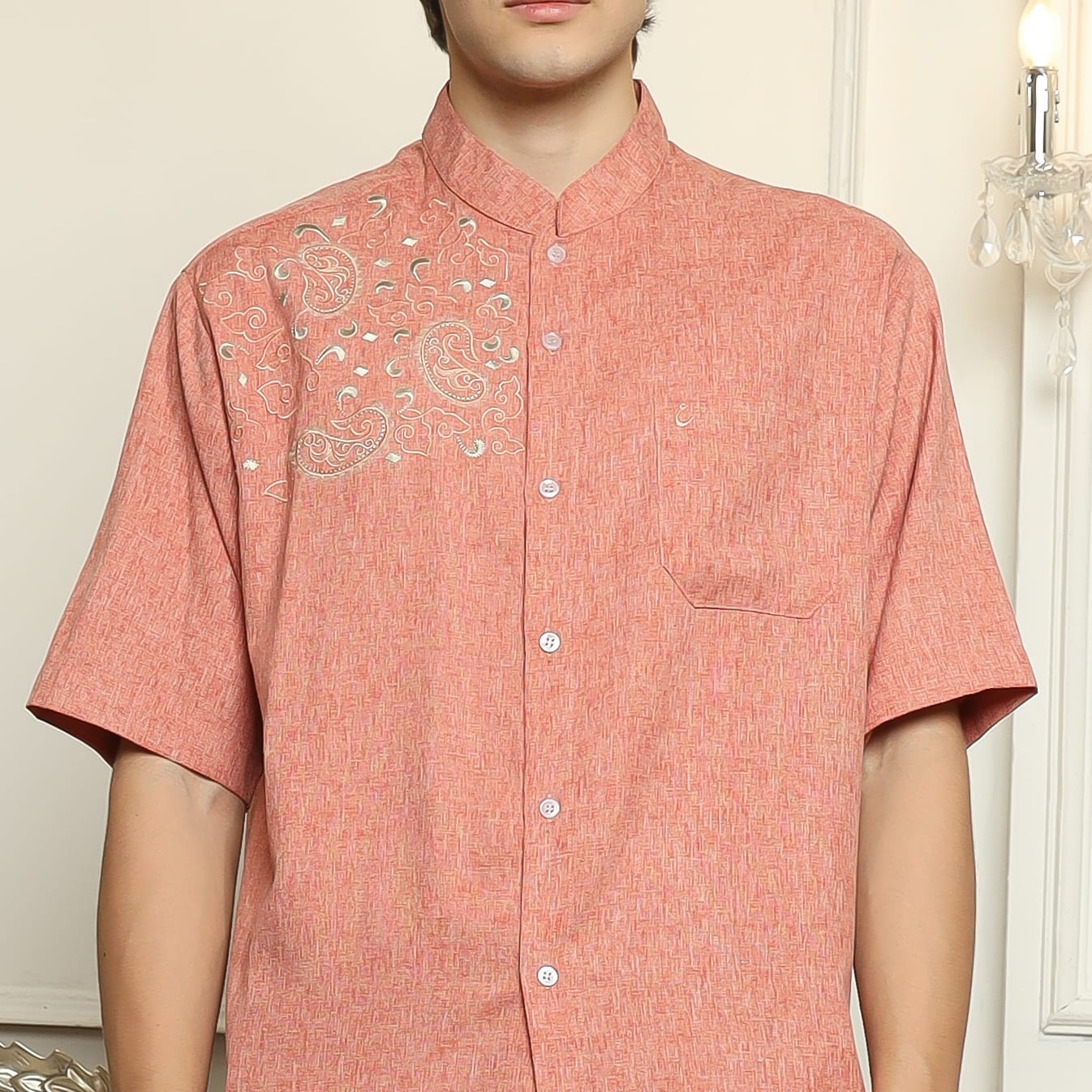 Baju Koko Sarimbit KK 40 Orange Lengan Pendek foto 4
