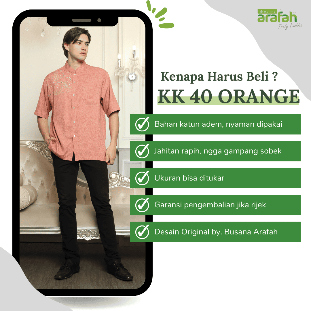 Baju Koko Sarimbit KK 40 Orange Lengan Pendek foto 5