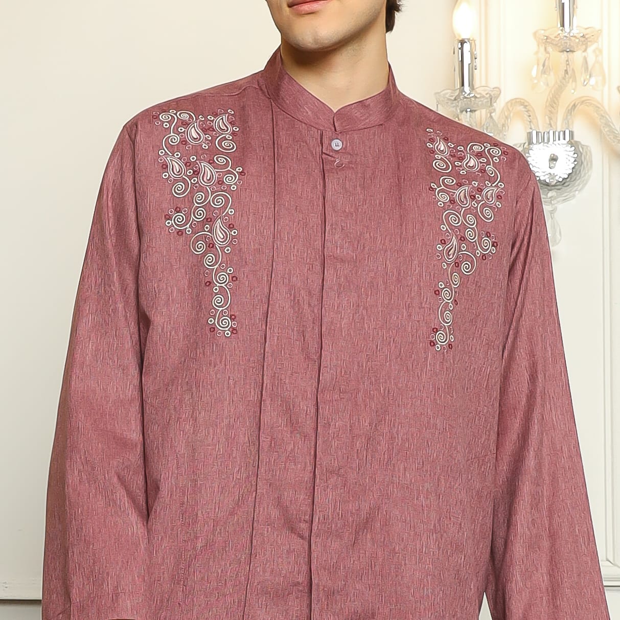 Baju Koko Sarimbit KK 41 Burgundy Lengan Panjang foto 6