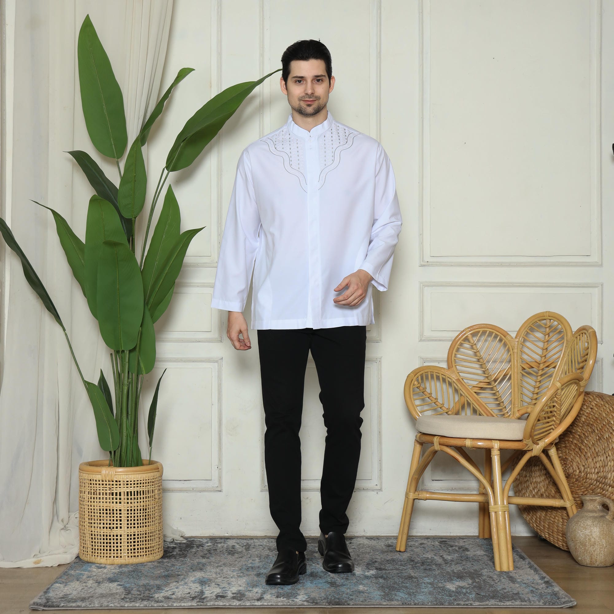Baju Koko Putih KK 45 White Lengan Panjang