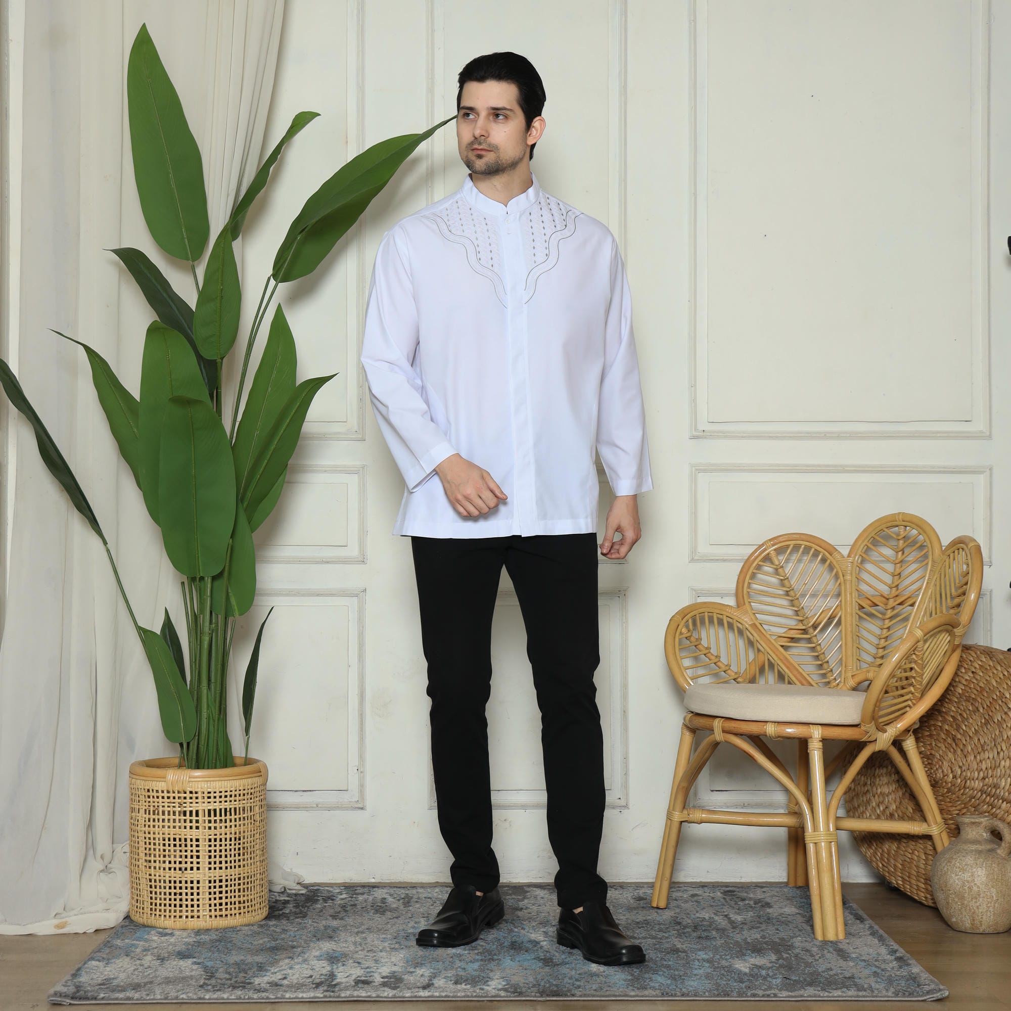 Baju Koko Putih KK 45 White Lengan Panjang foto 2
