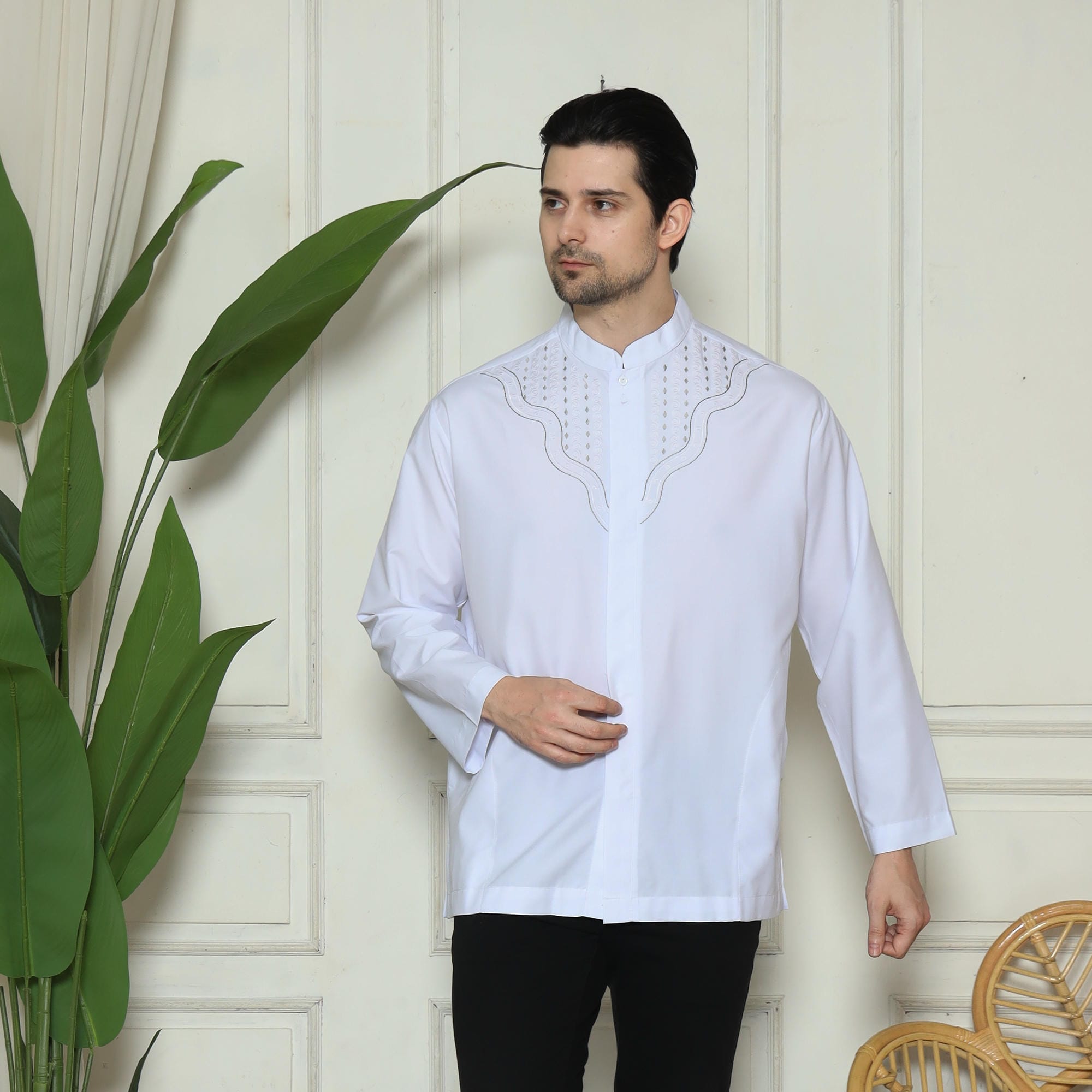 Baju Koko Putih KK 45 White Lengan Panjang foto 3