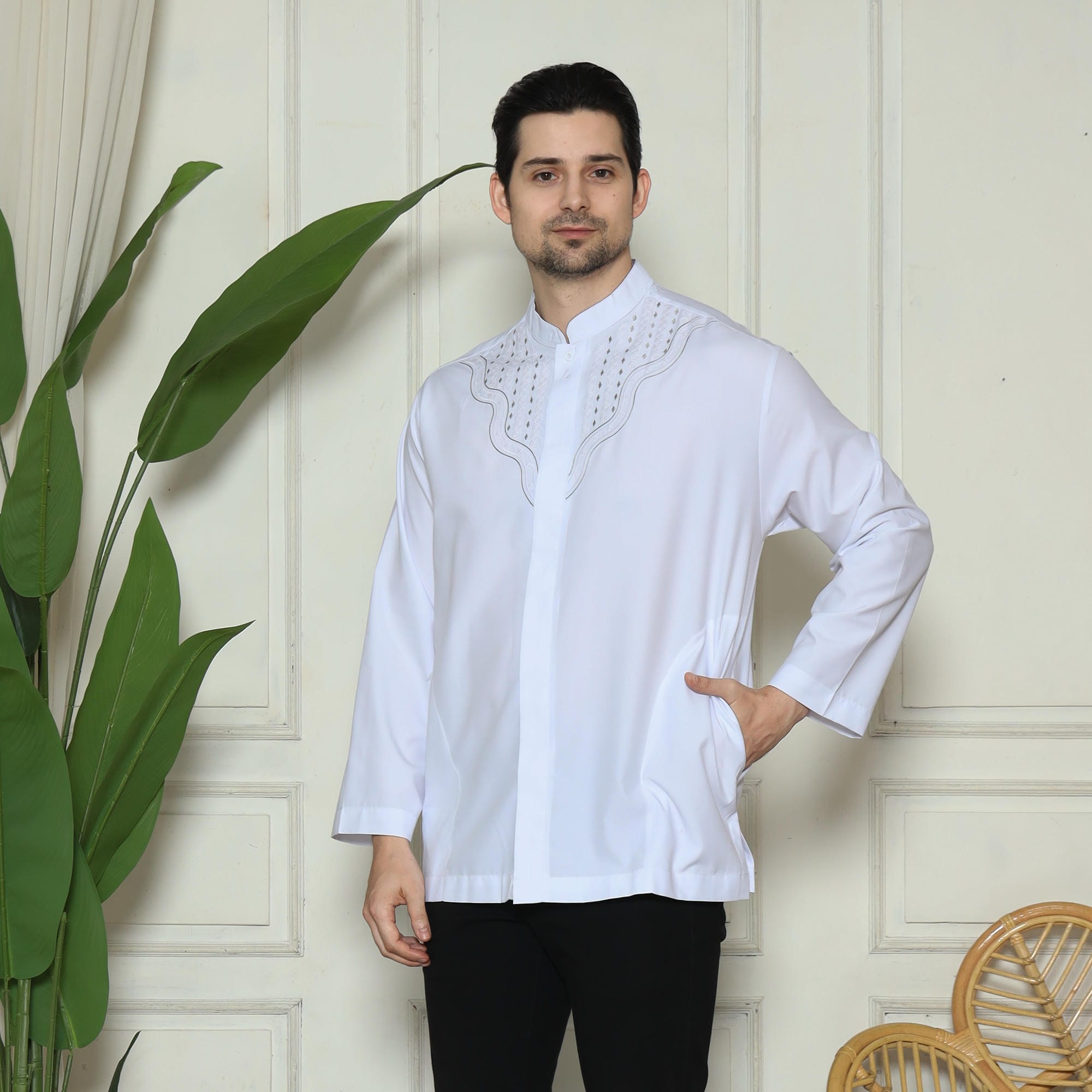 Baju Koko Putih KK 45 White Lengan Panjang foto 5