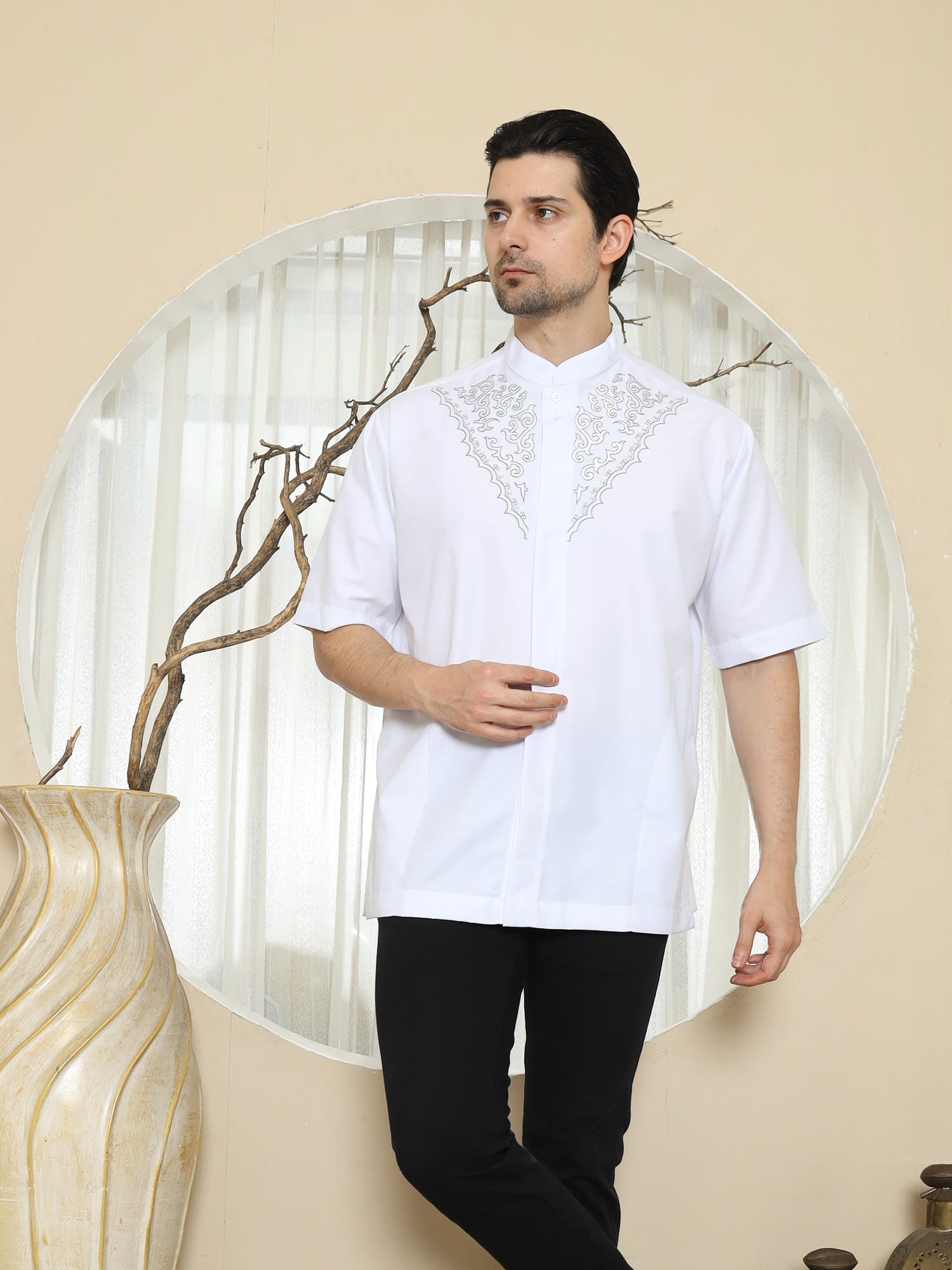 Baju Koko Putih KK 46 White Lengan Pendek foto 3