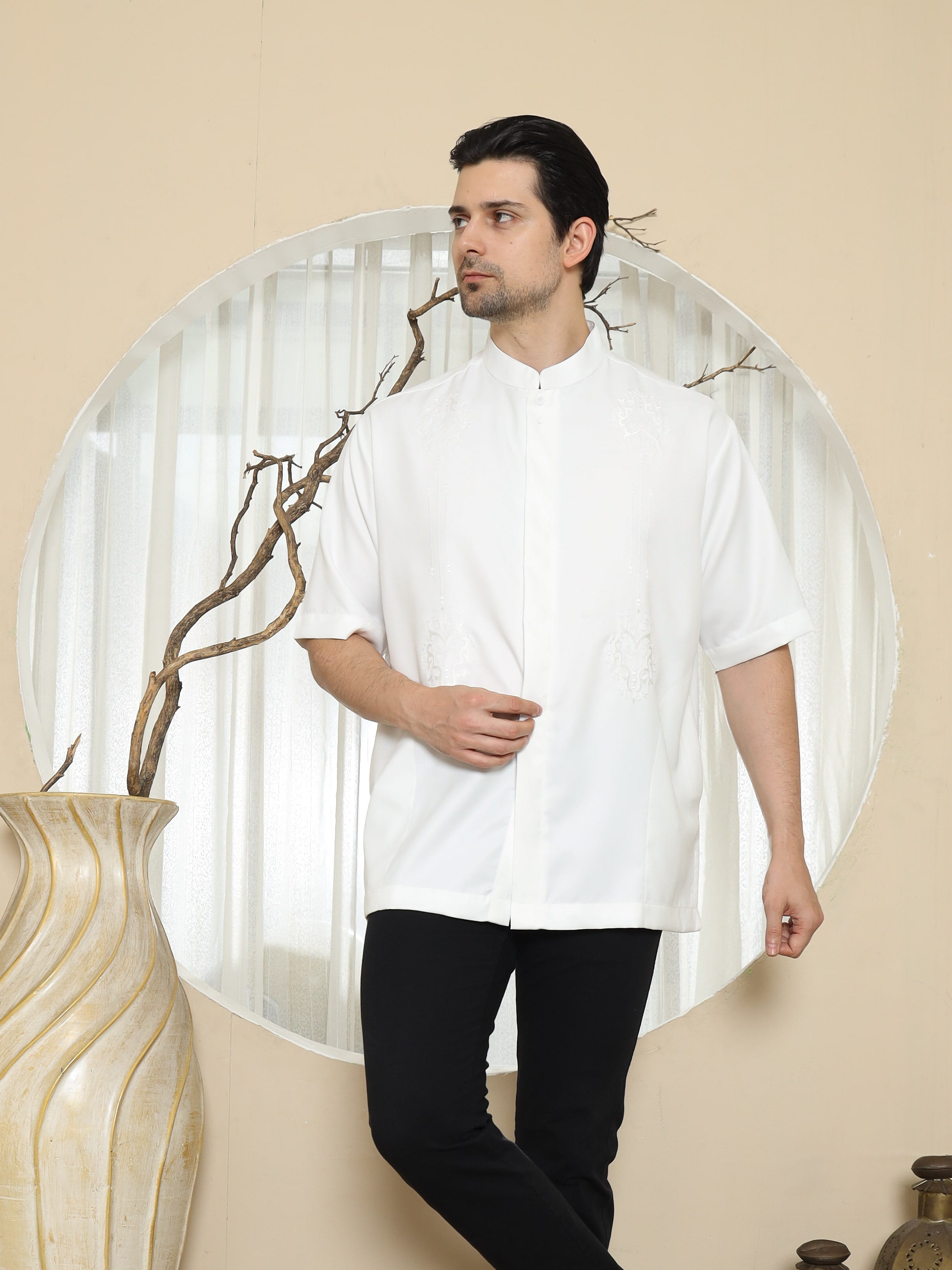Foto produk Baju Koko Putih Tulang KK 47 White Lengan Pendek tampak 3