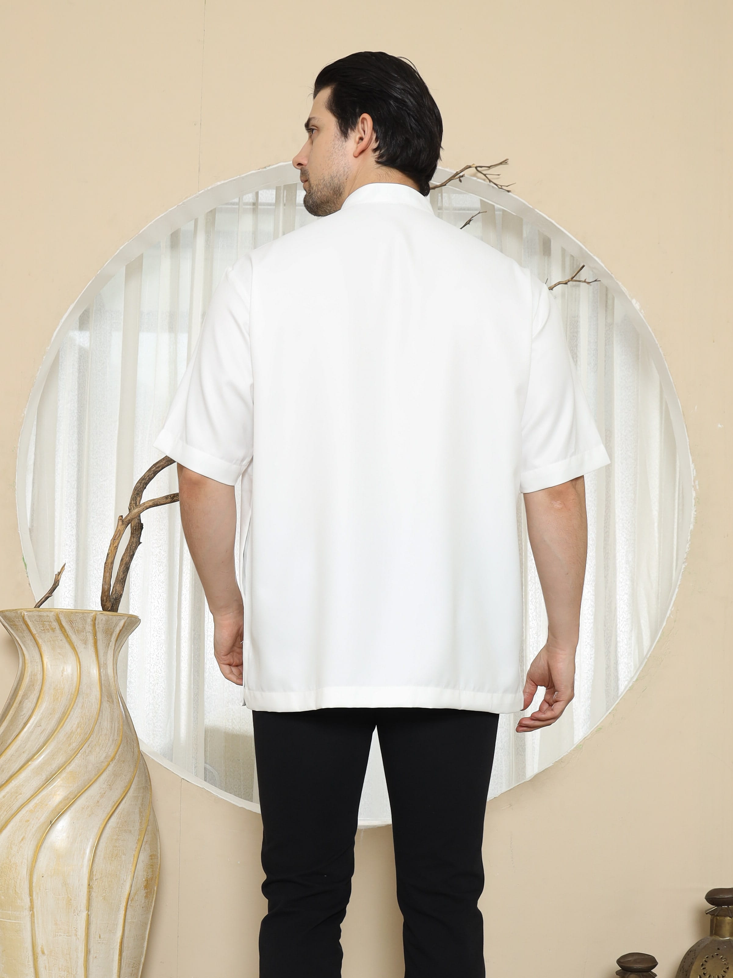 Foto produk Baju Koko Putih Tulang KK 47 White Lengan Pendek tampak 5