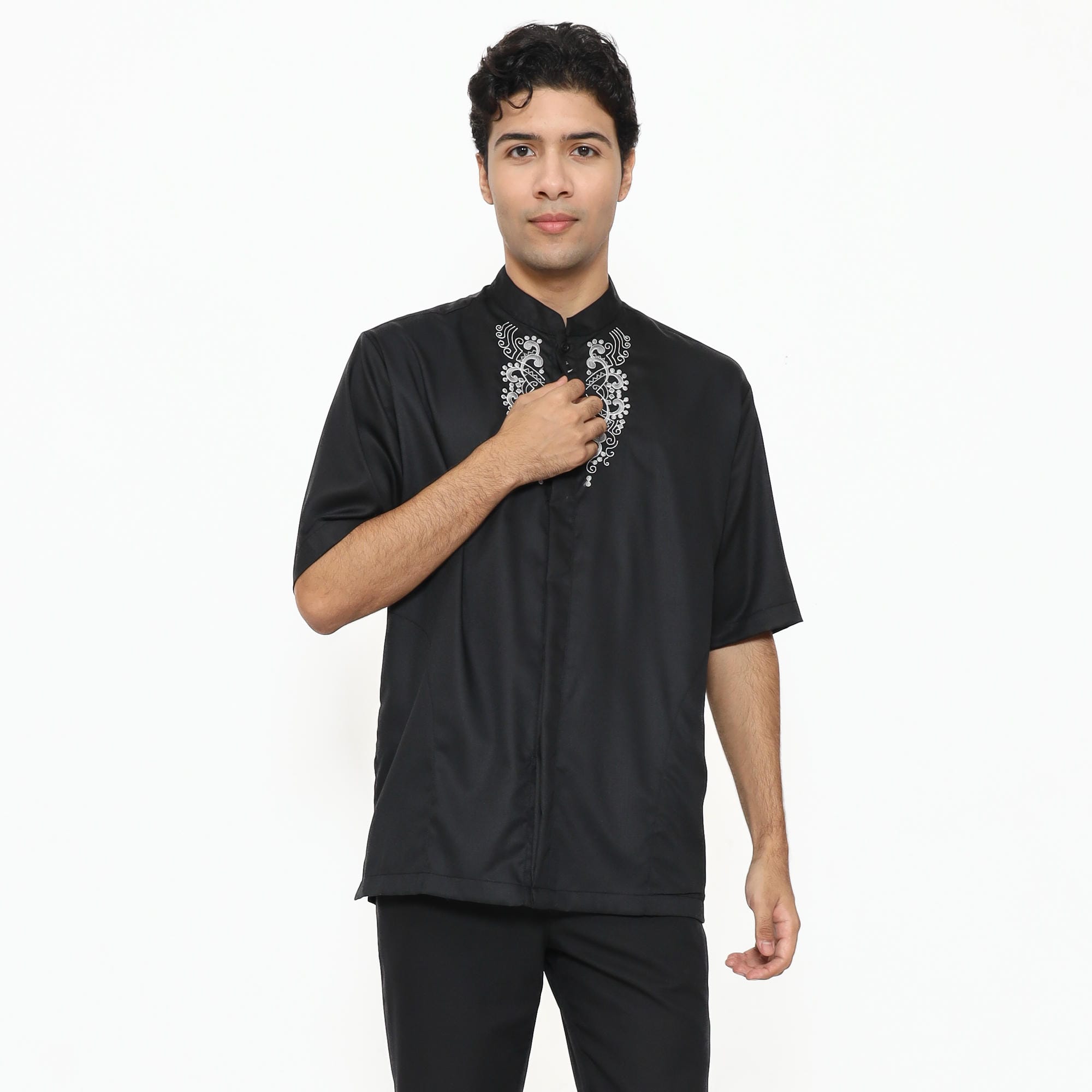 Baju Koko Hitam KK 48 Black Lengan Pendek foto 3