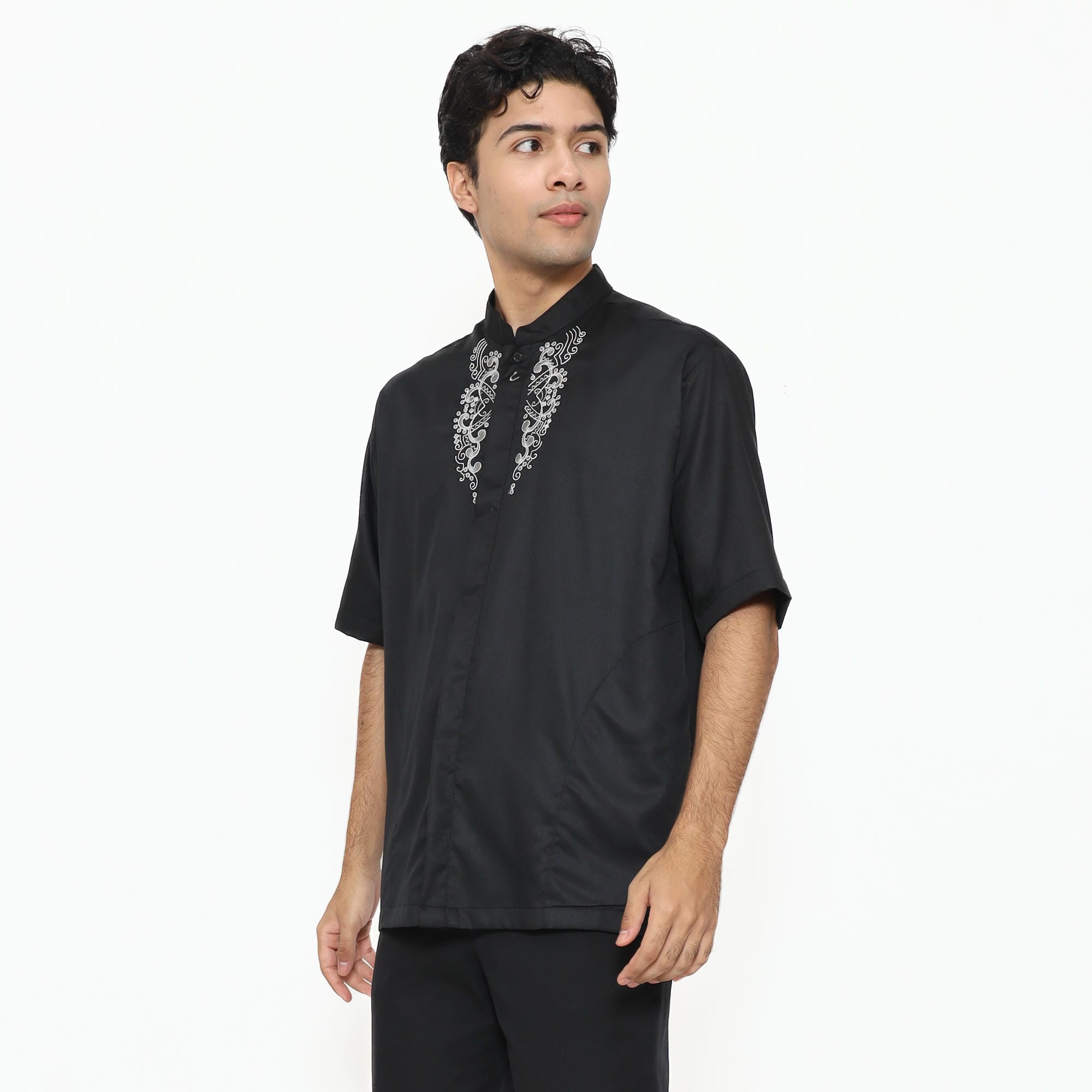 Baju Koko Hitam KK 48 Black Lengan Pendek foto 4