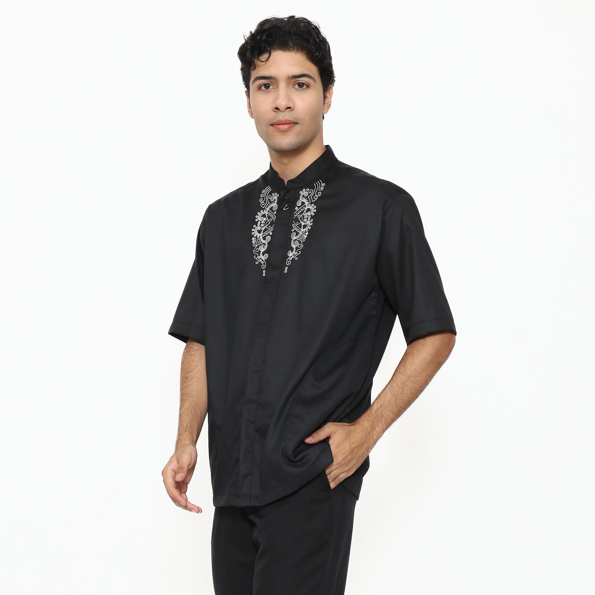 Baju Koko Hitam KK 48 Black Lengan Pendek foto 5