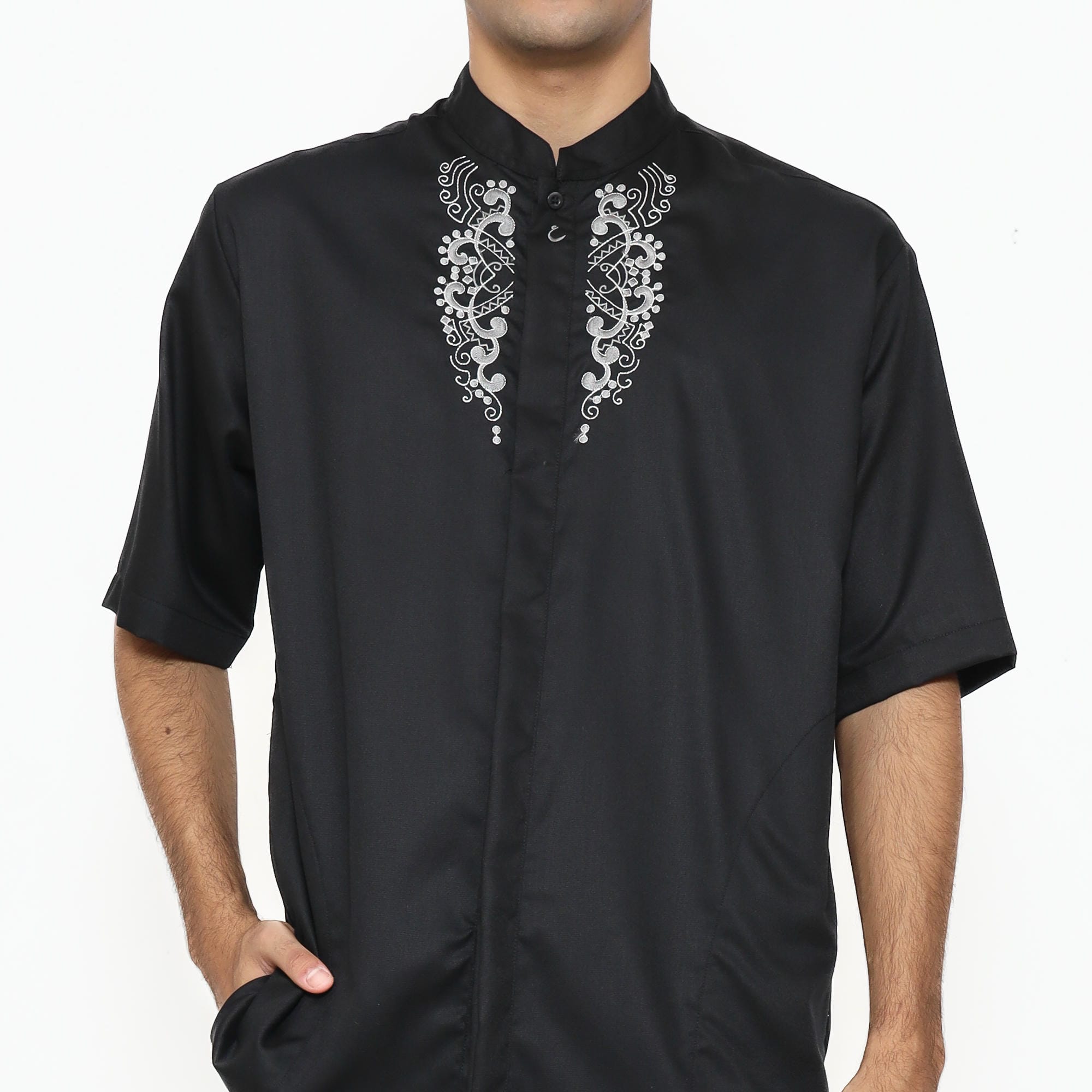 Baju Koko Hitam KK 48 Black Lengan Pendek foto 7