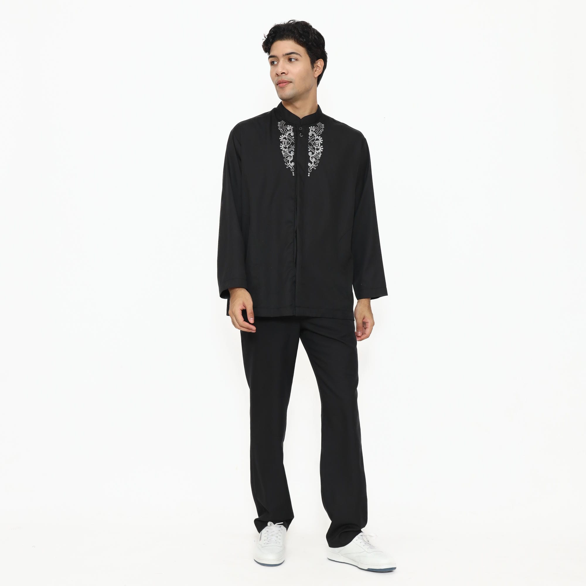 Baju Koko Hitam KK 48 Black Lengan Panjang