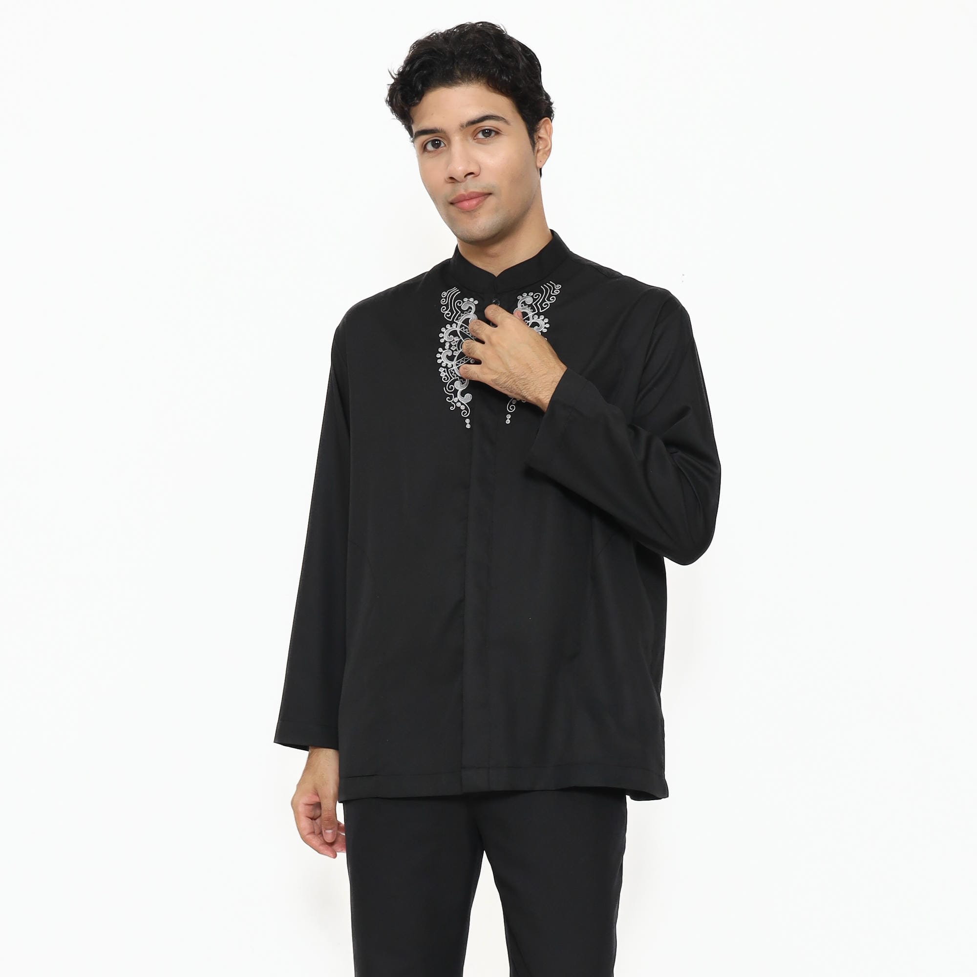 Baju Koko Hitam KK 48 Black Lengan Panjang foto 2