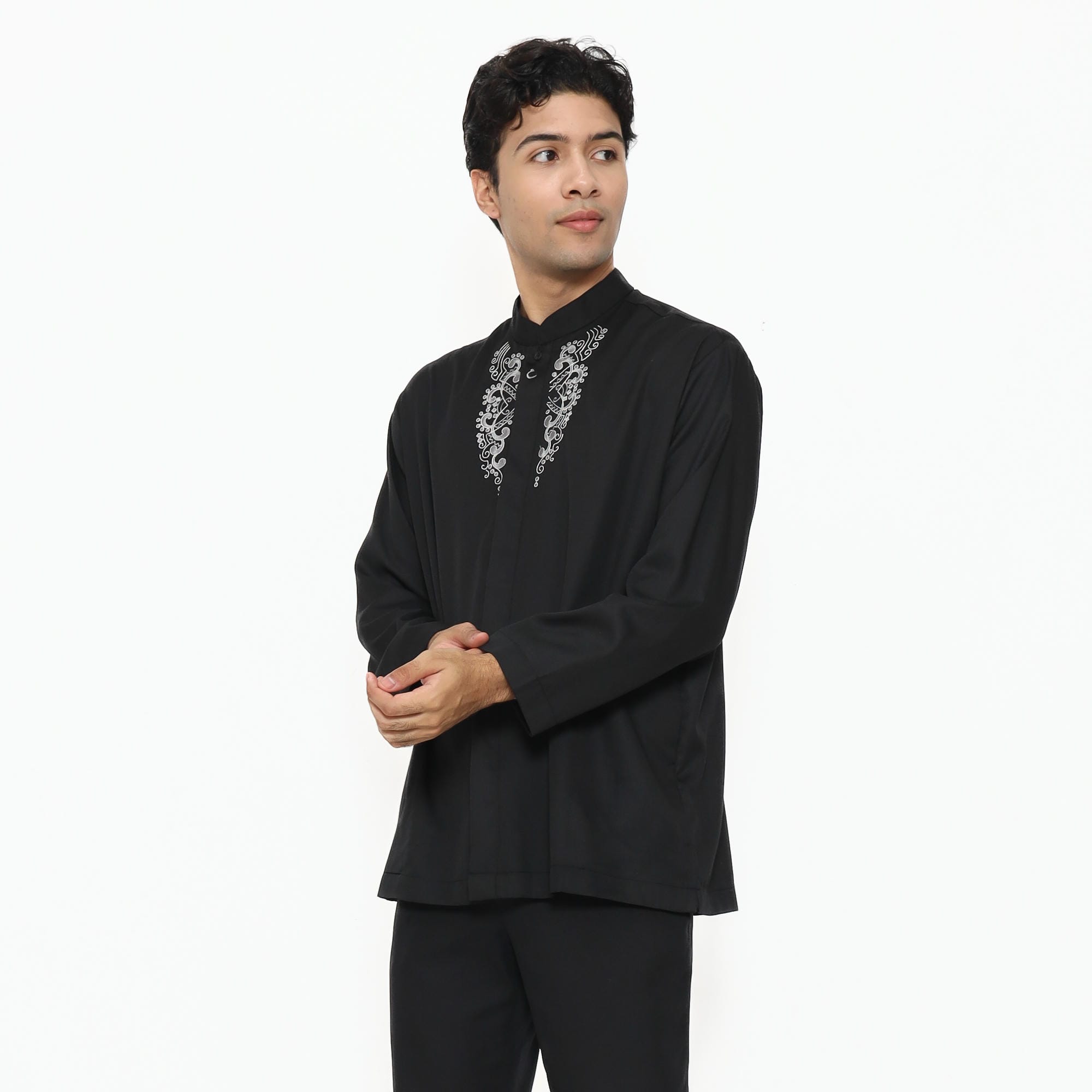 Baju Koko Hitam KK 48 Black Lengan Panjang foto 3