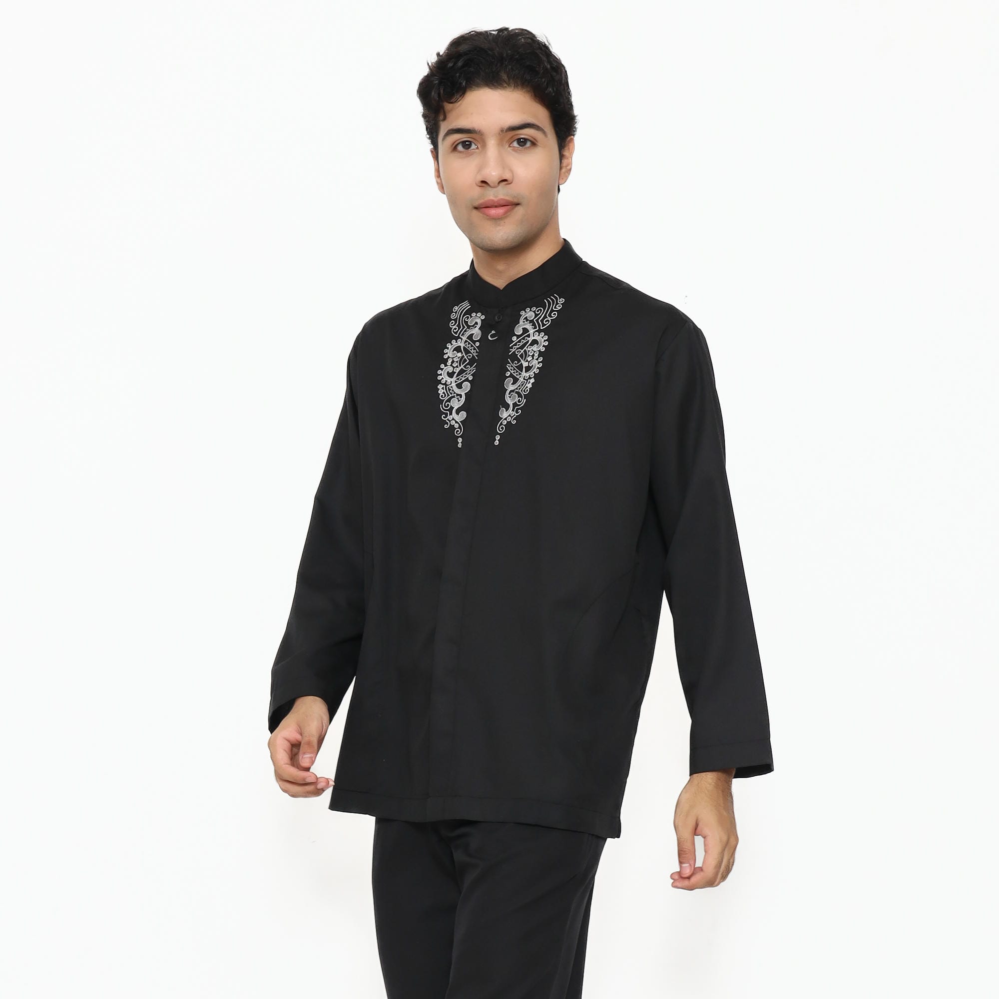 Baju Koko Hitam KK 48 Black Lengan Panjang foto 4