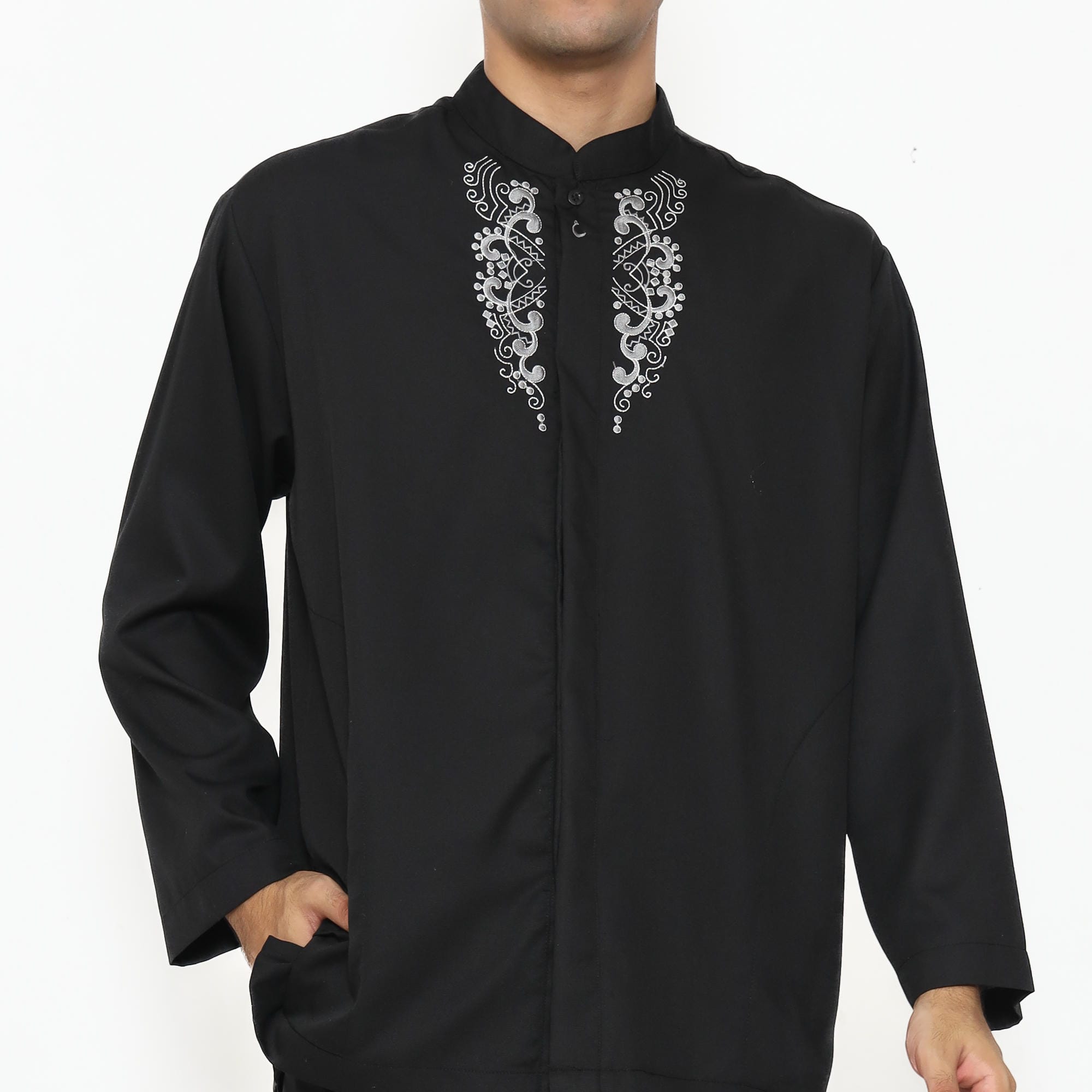 Baju Koko Hitam KK 48 Black Lengan Panjang foto 7
