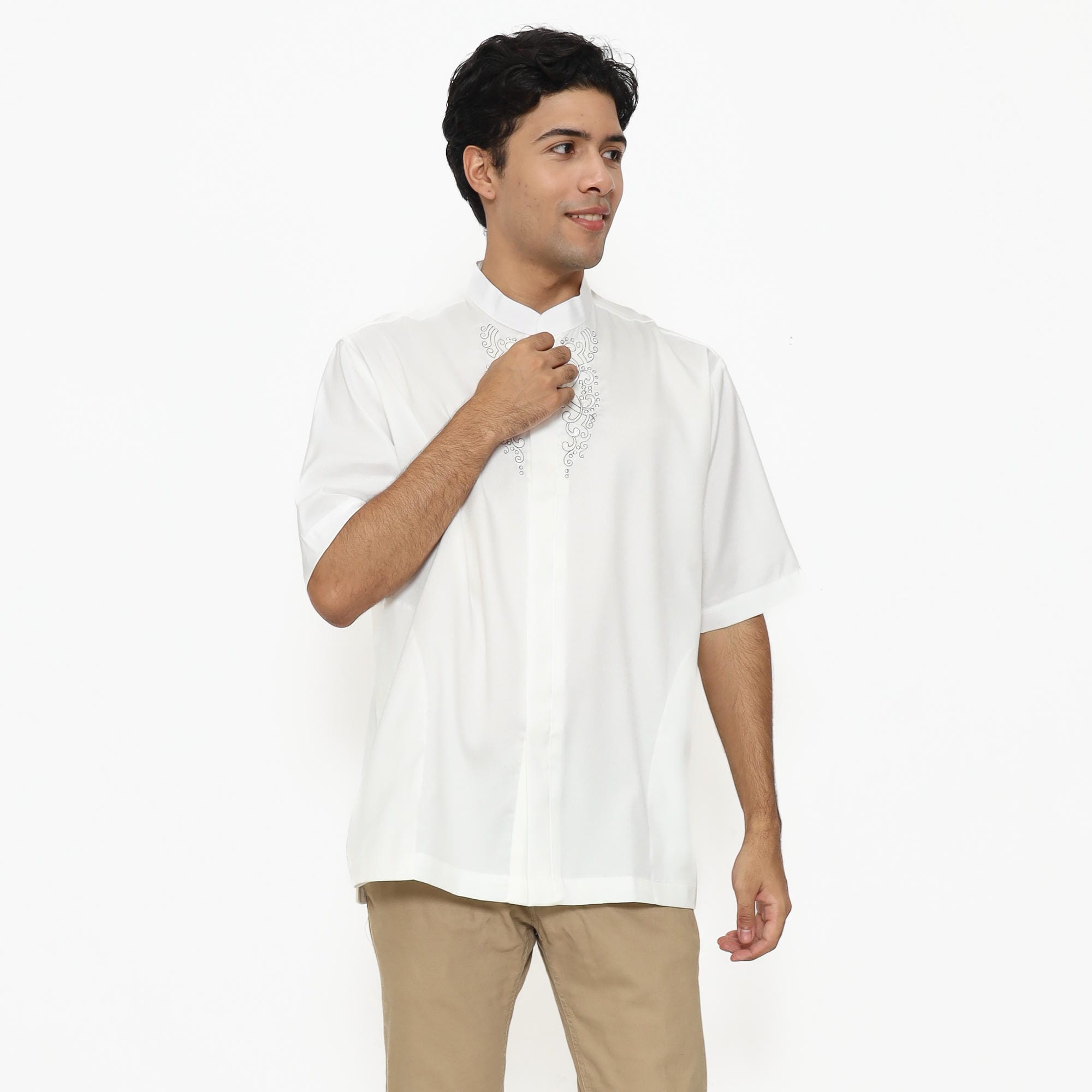 Baju Koko Putih Tulang KK 48 White Lengan Pendek foto 2